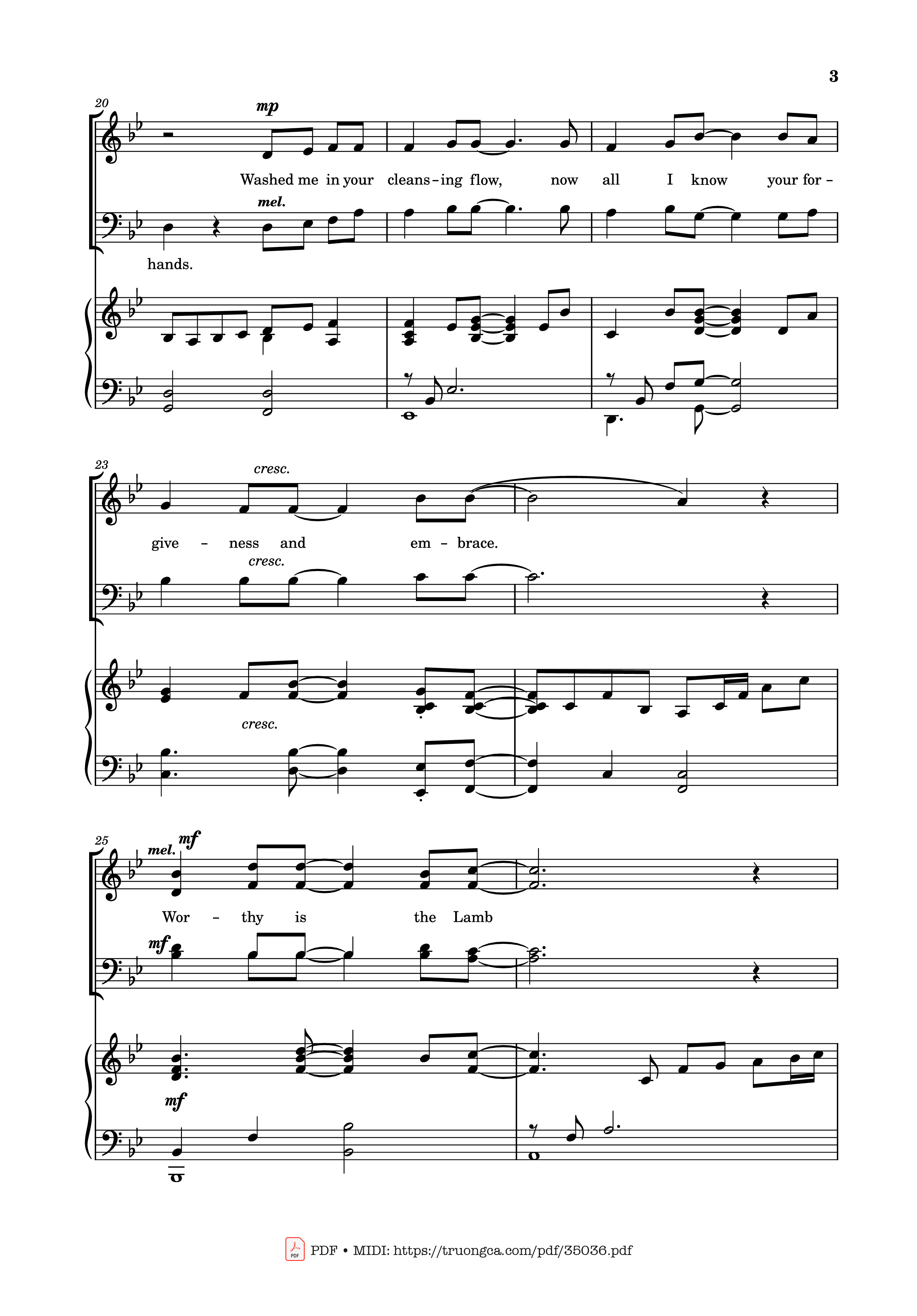 Page 3 of the piano sheet music PDF Piano – Worthy is the Lamb Piano by DARLENE ZSCHECH