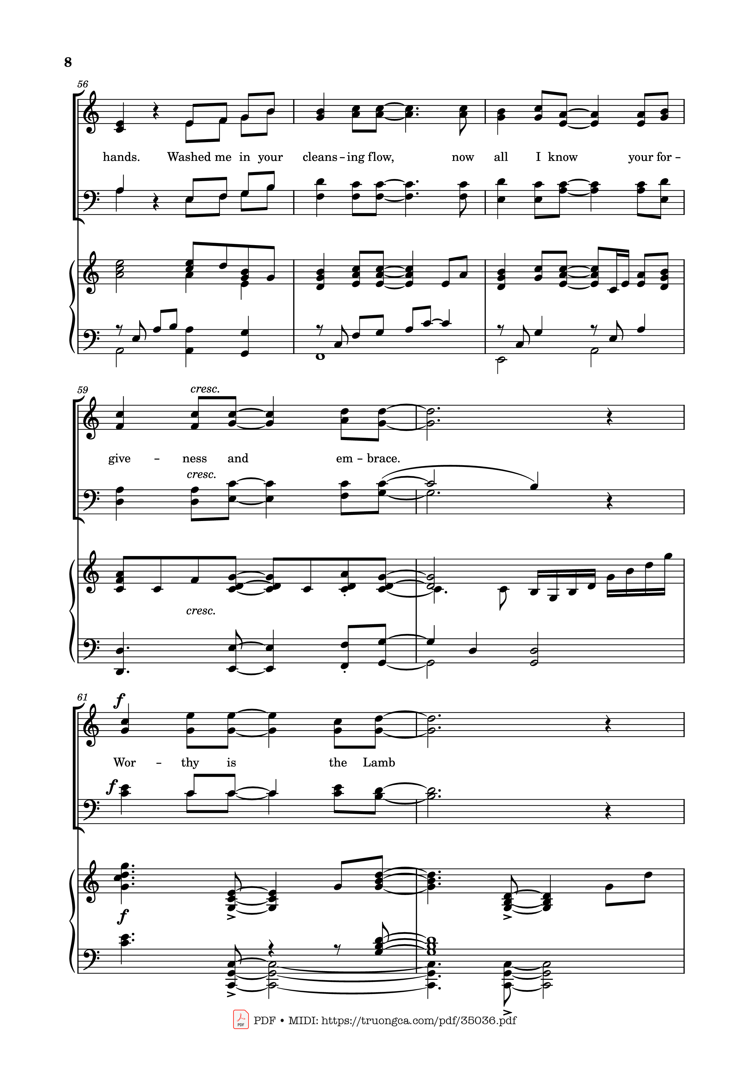 Page 8 of the piano sheet music PDF Piano – Worthy is the Lamb Piano by DARLENE ZSCHECH
