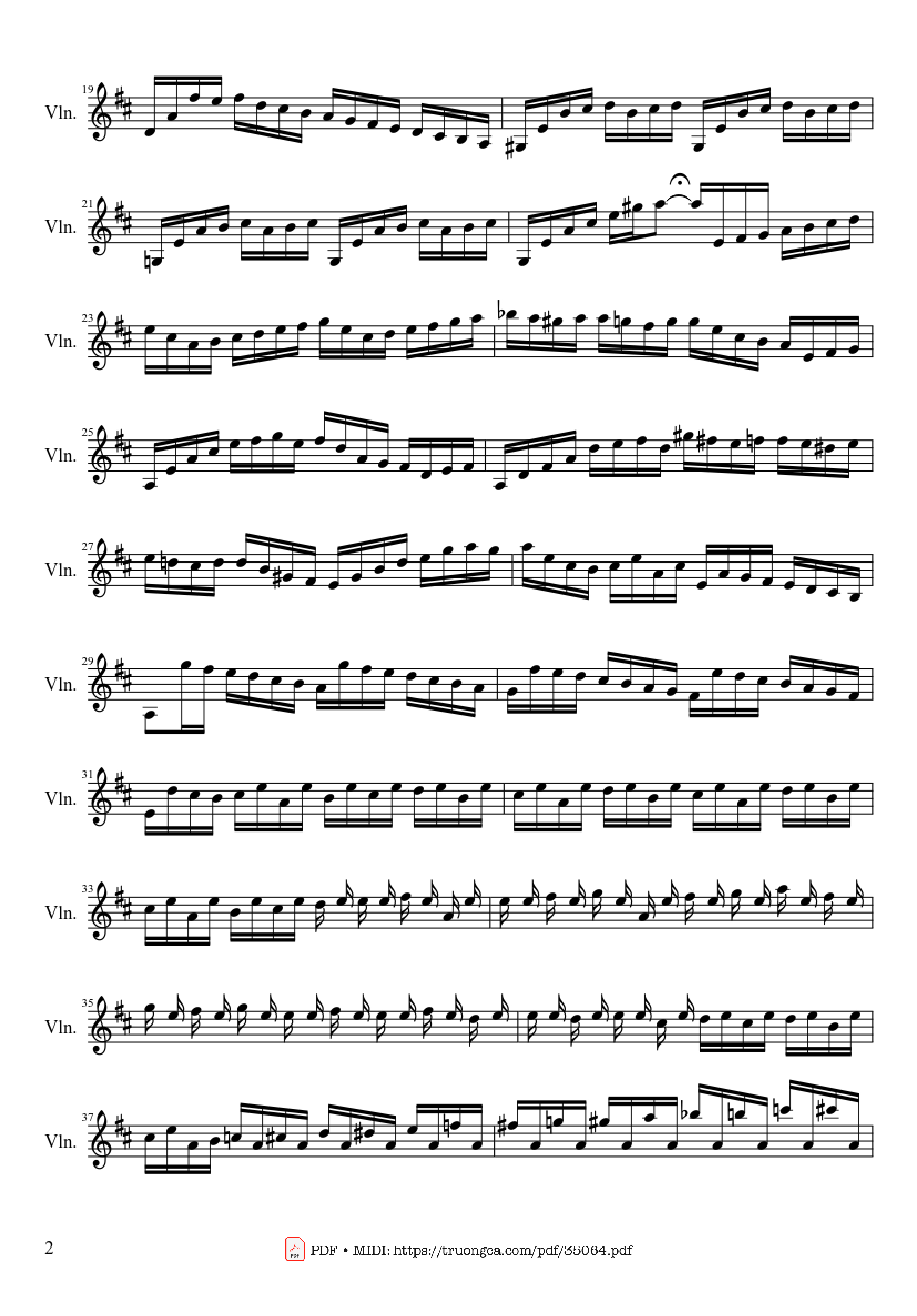Page 2 of the piano sheet music PDF – Bach Cello Suite No. 1 For Violin by J.S. Bach