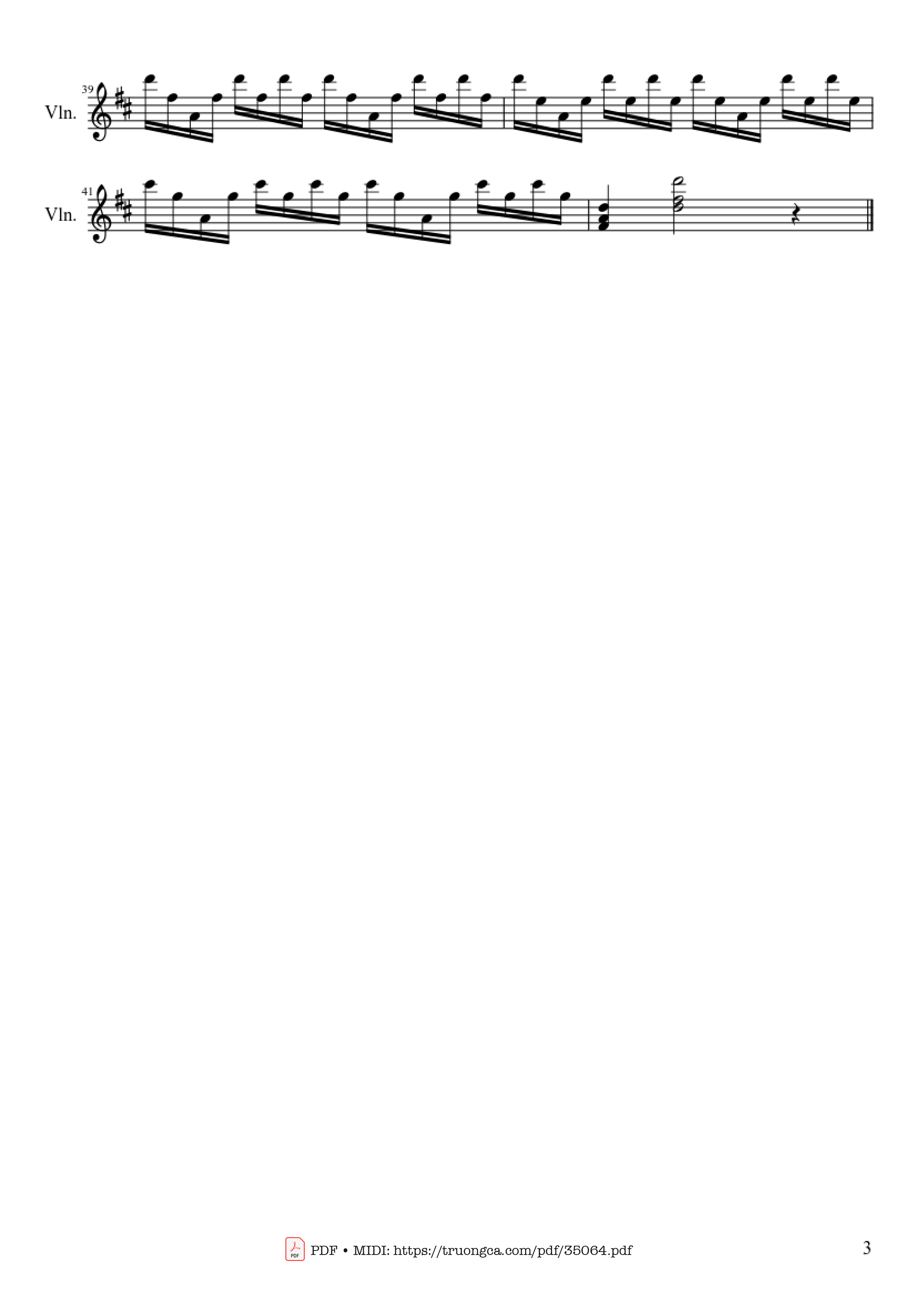 Page 3 of the piano sheet music PDF – Bach Cello Suite No. 1 For Violin by J.S. Bach