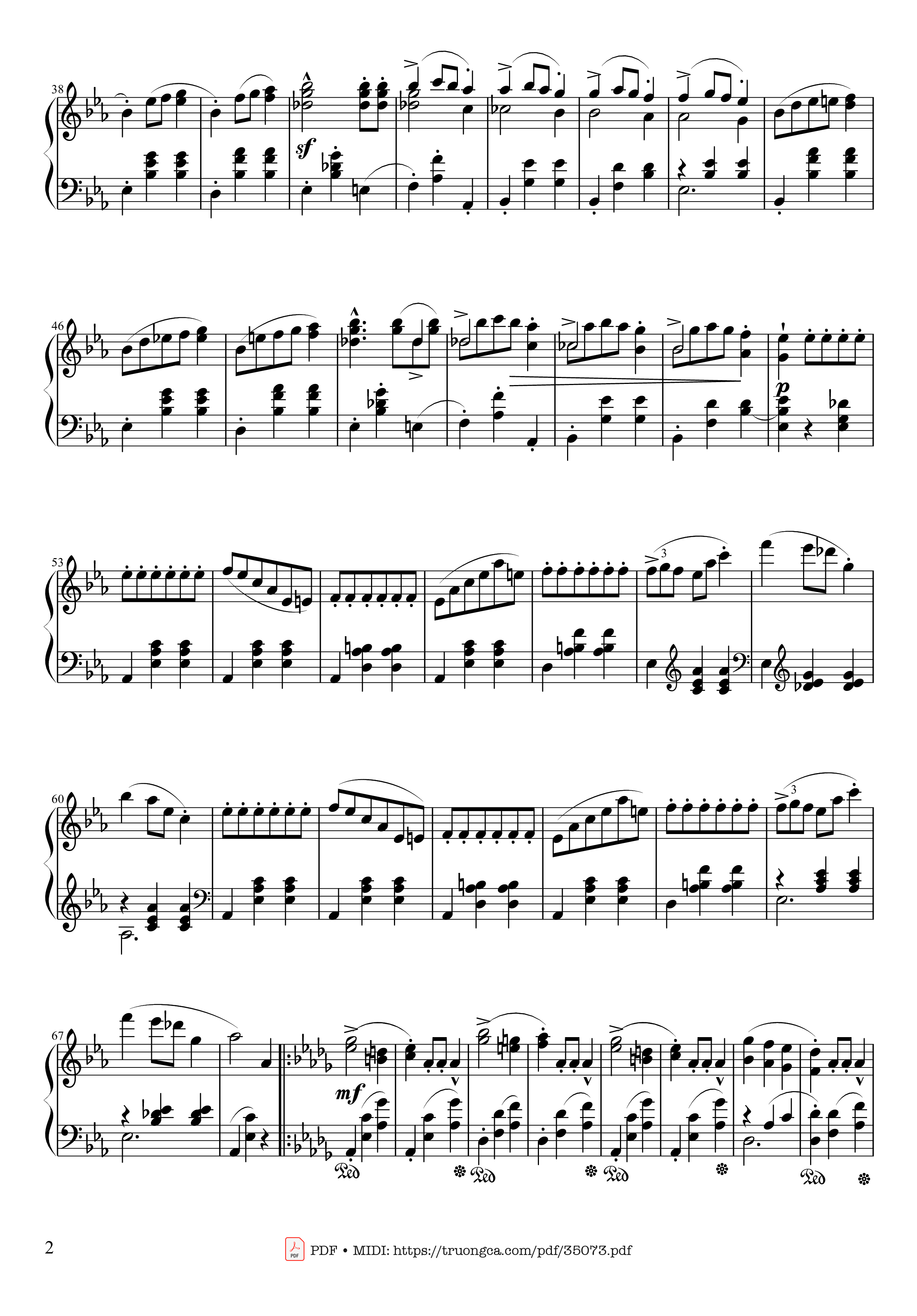 Page 2 of the piano sheet music PDF Piano – Waltz in E♭ Major, Grande Valse brillante Piano by Frédéric François Chopin