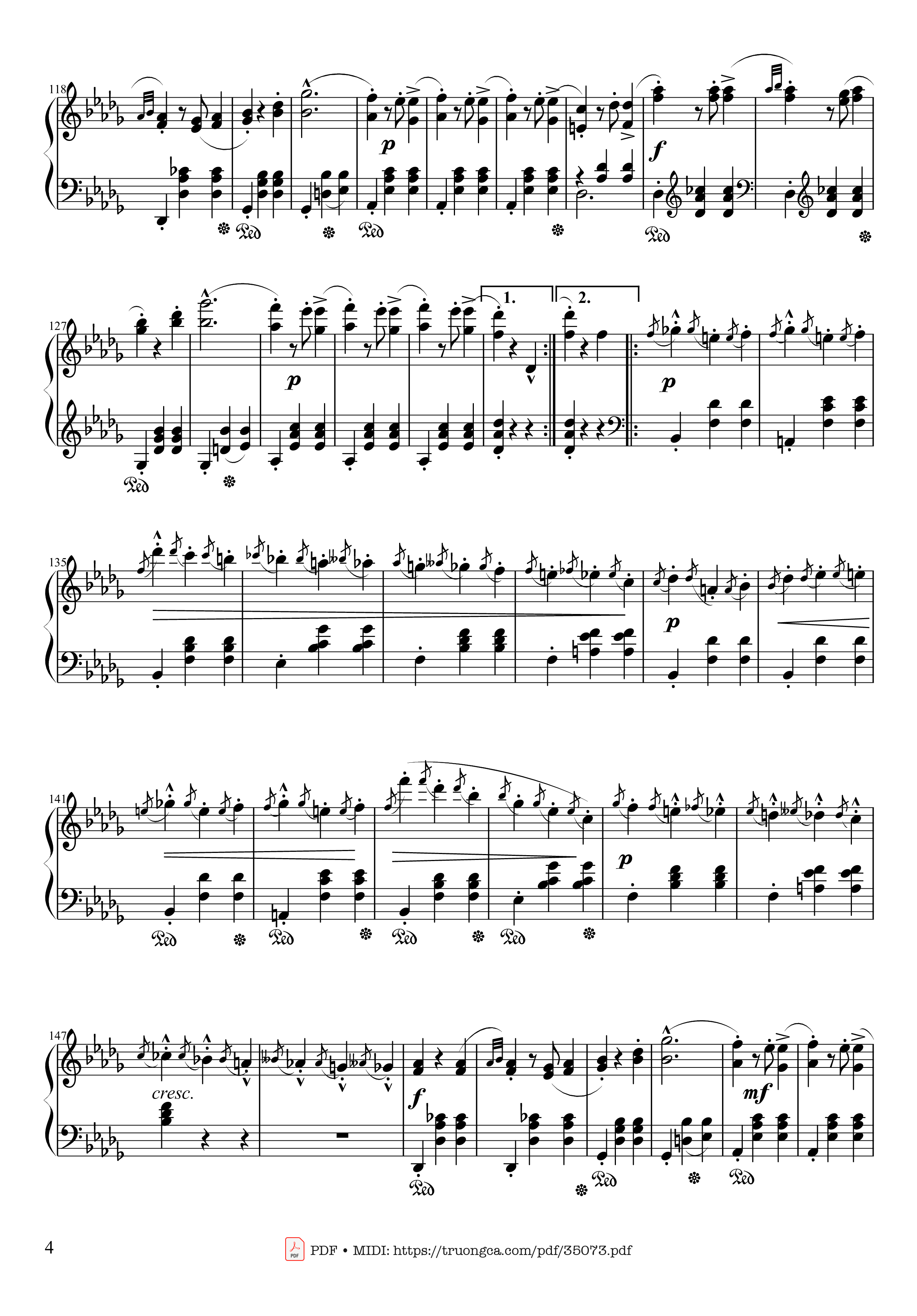Page 4 of the piano sheet music PDF Piano – Waltz in E♭ Major, Grande Valse brillante Piano by Frédéric François Chopin