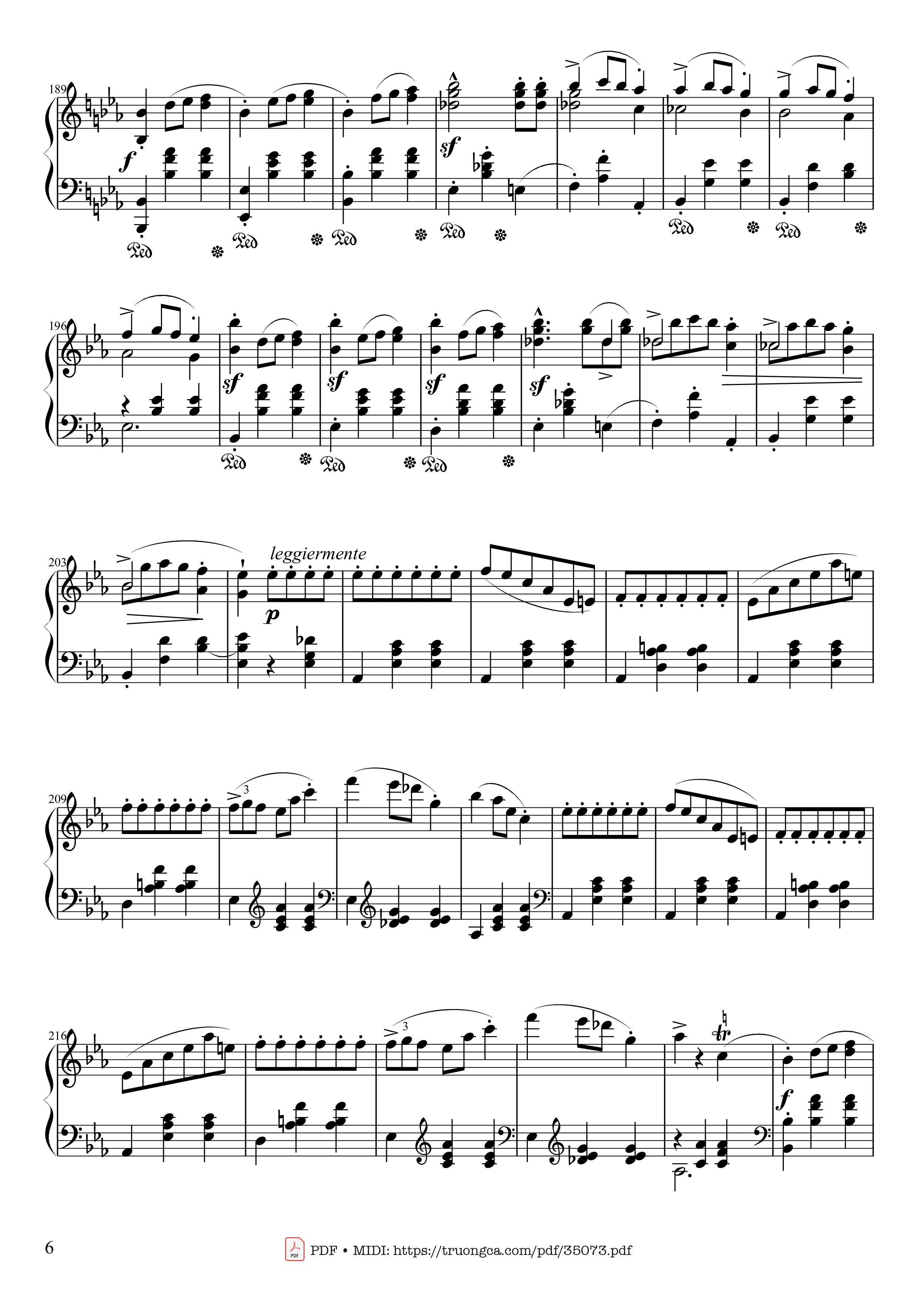Page 6 of the piano sheet music PDF Piano – Waltz in E♭ Major, Grande Valse brillante Piano by Frédéric François Chopin