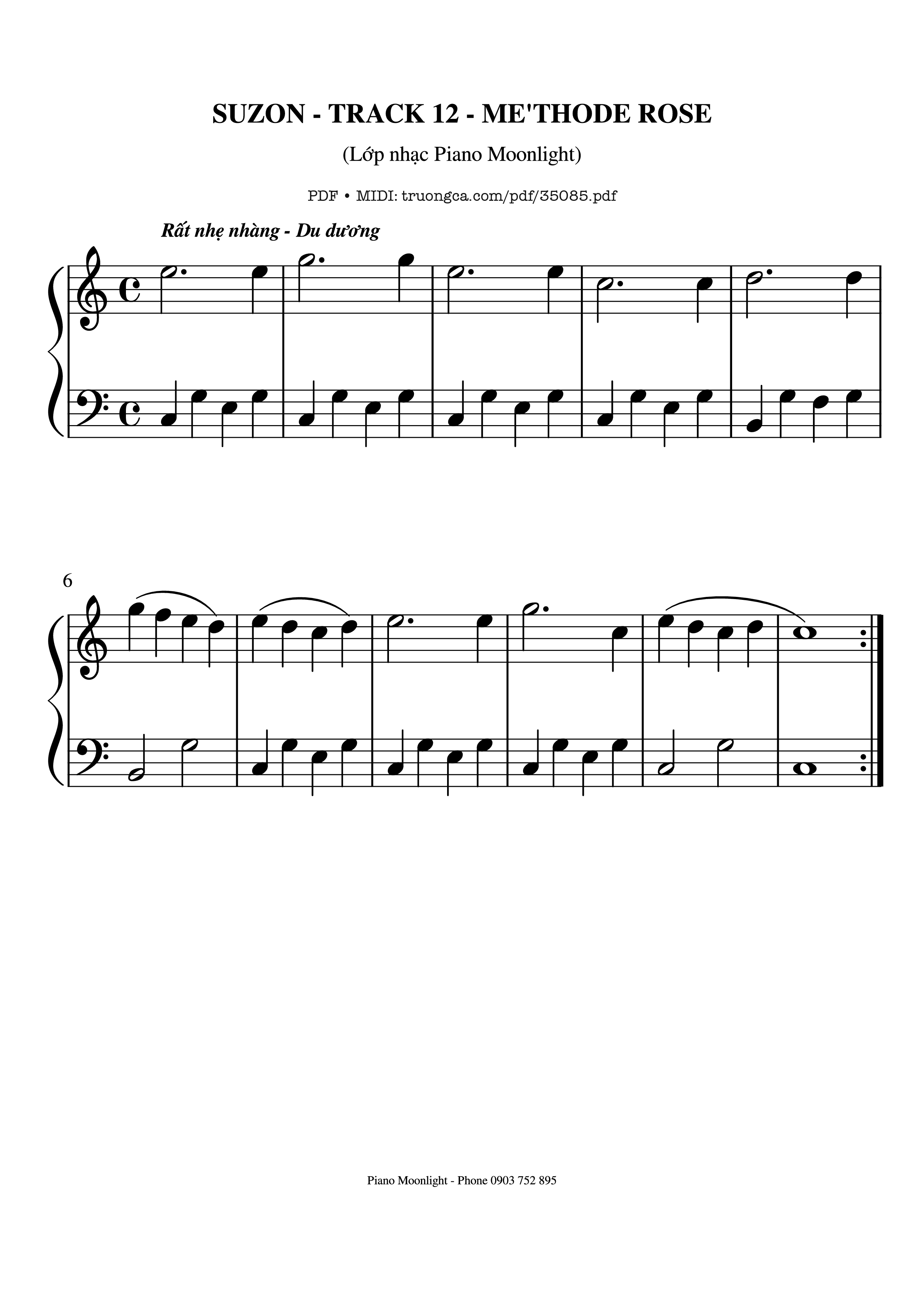 Page 1 of the piano sheet music PDF Piano – Suzon, Methode Rose by Methode Rose