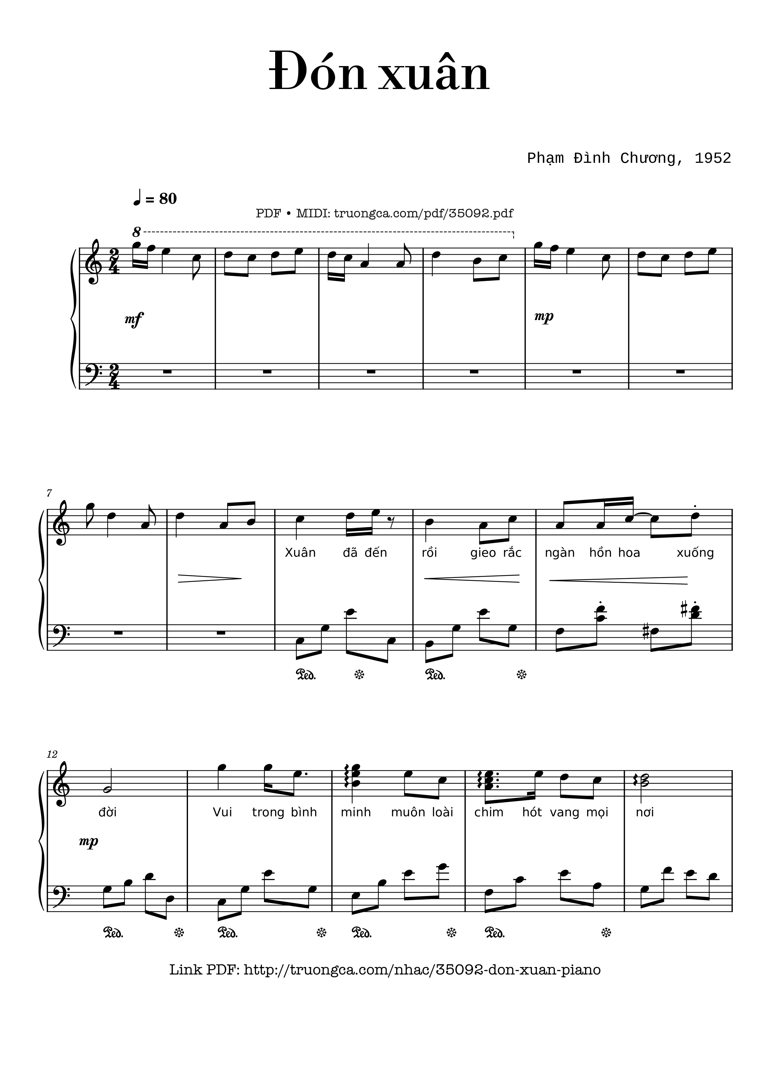 Page 1 of the piano sheet music PDF Piano – Đón xuân Piano by Phạm Đình Chương