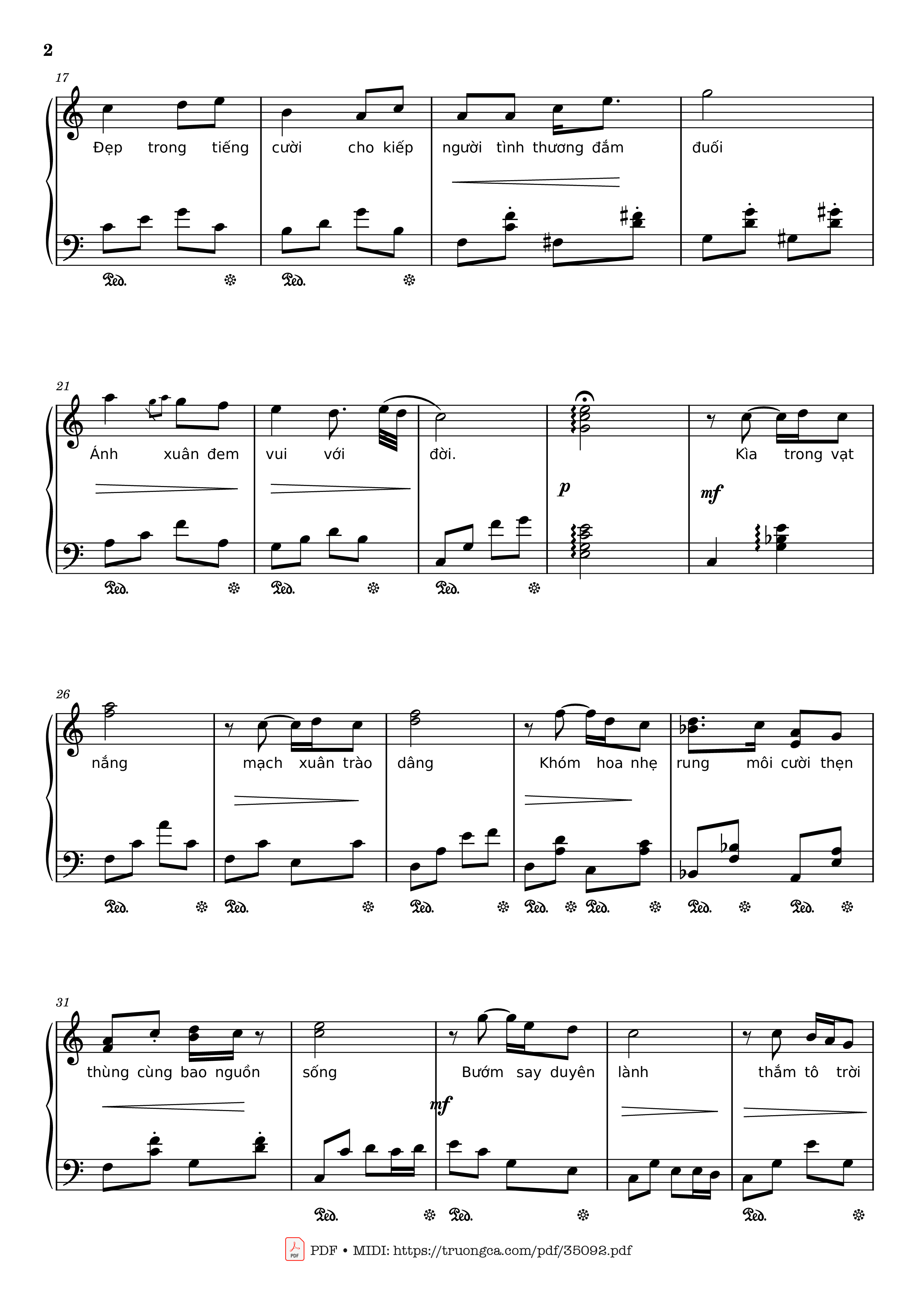 Page 2 of the piano sheet music PDF Piano – Đón xuân Piano by Phạm Đình Chương