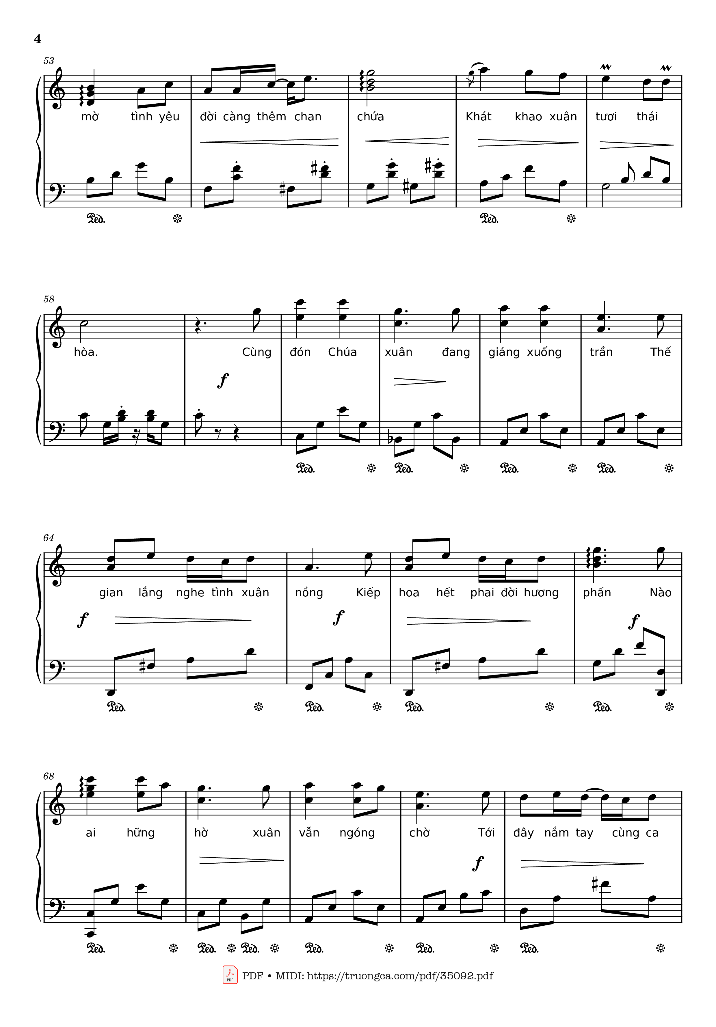 Page 4 of the piano sheet music PDF Piano – Đón xuân Piano by Phạm Đình Chương