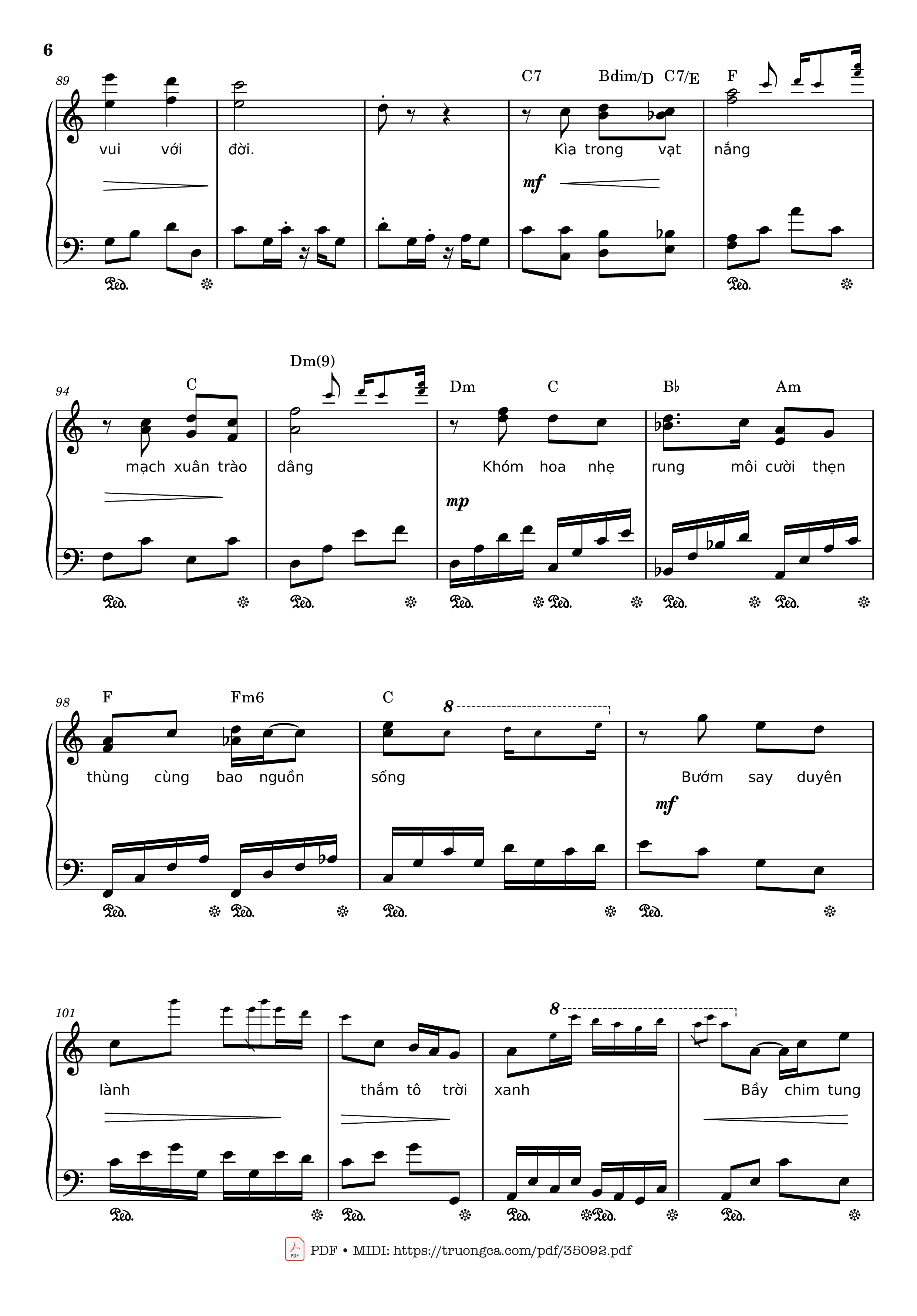 Page 6 of the piano sheet music PDF Piano – Đón xuân Piano by Phạm Đình Chương