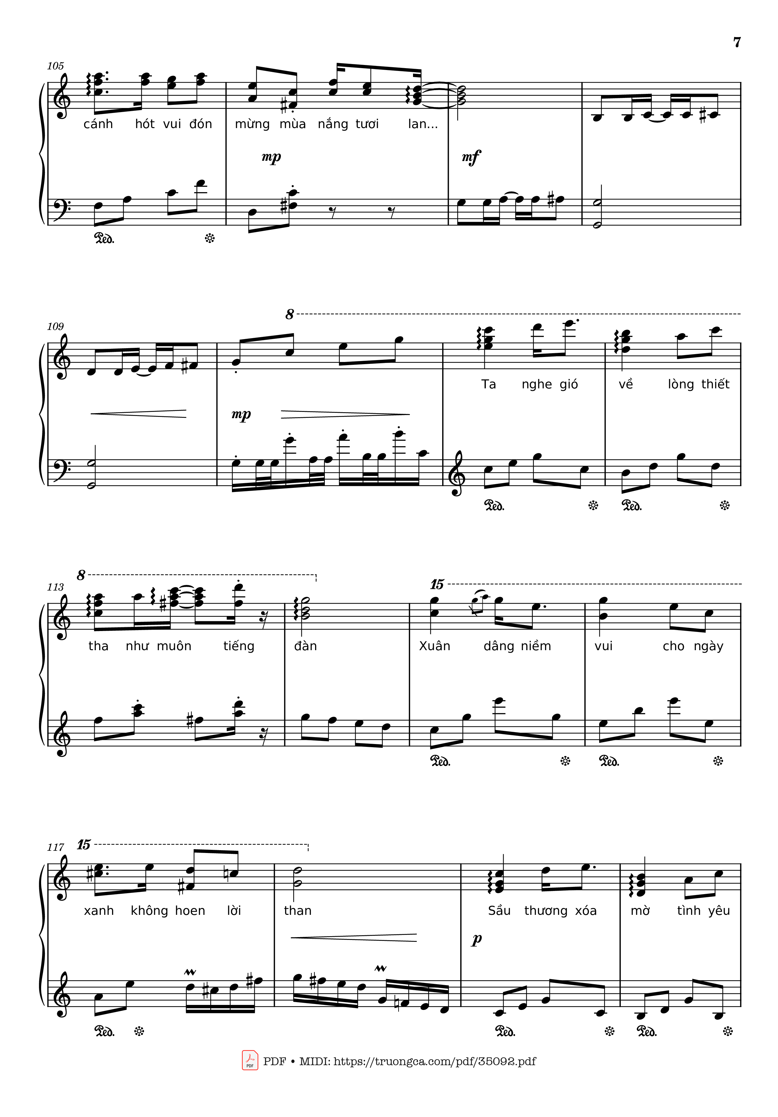Page 7 of the piano sheet music PDF Piano – Đón xuân Piano by Phạm Đình Chương