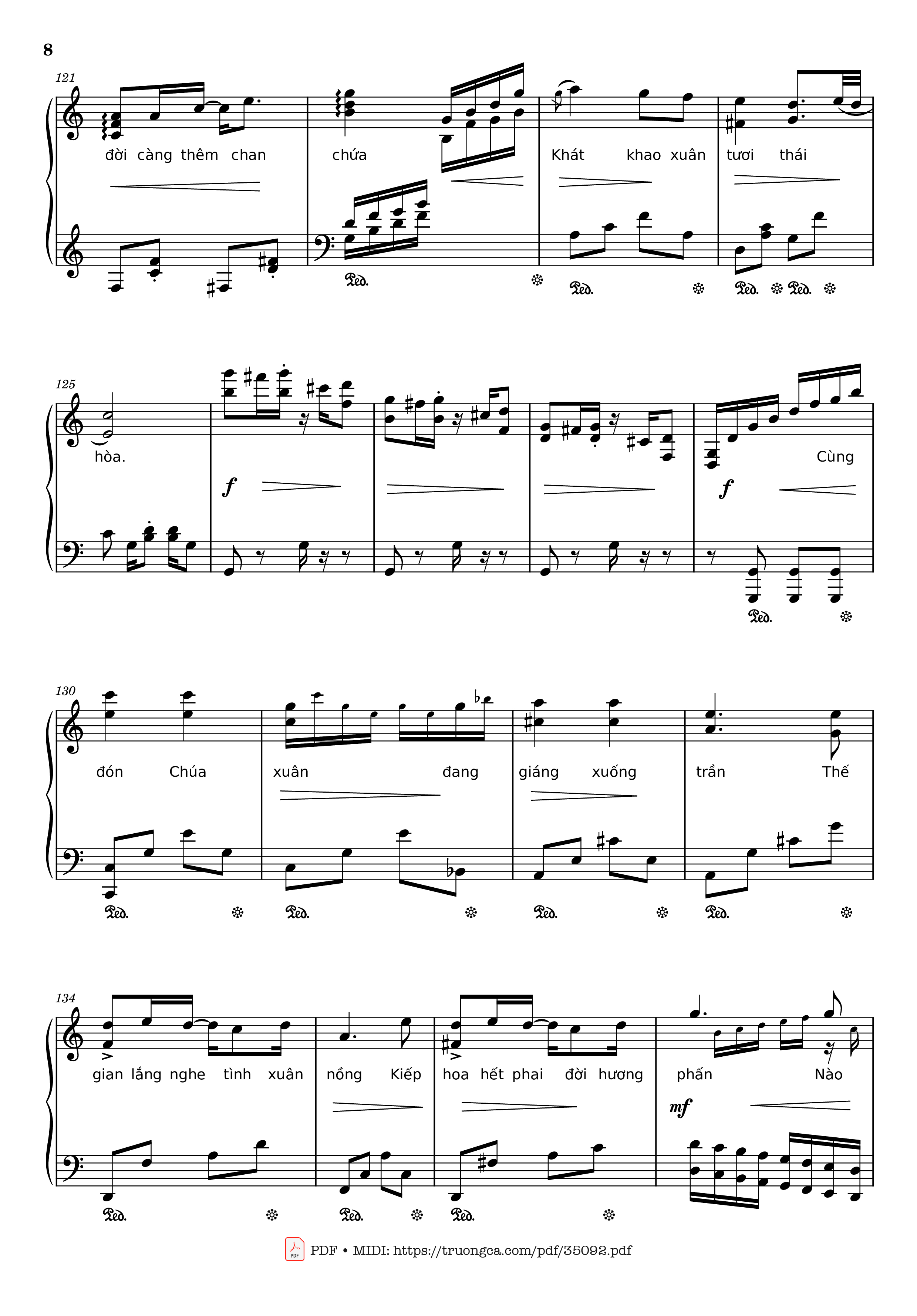 Page 8 of the piano sheet music PDF Piano – Đón xuân Piano by Phạm Đình Chương