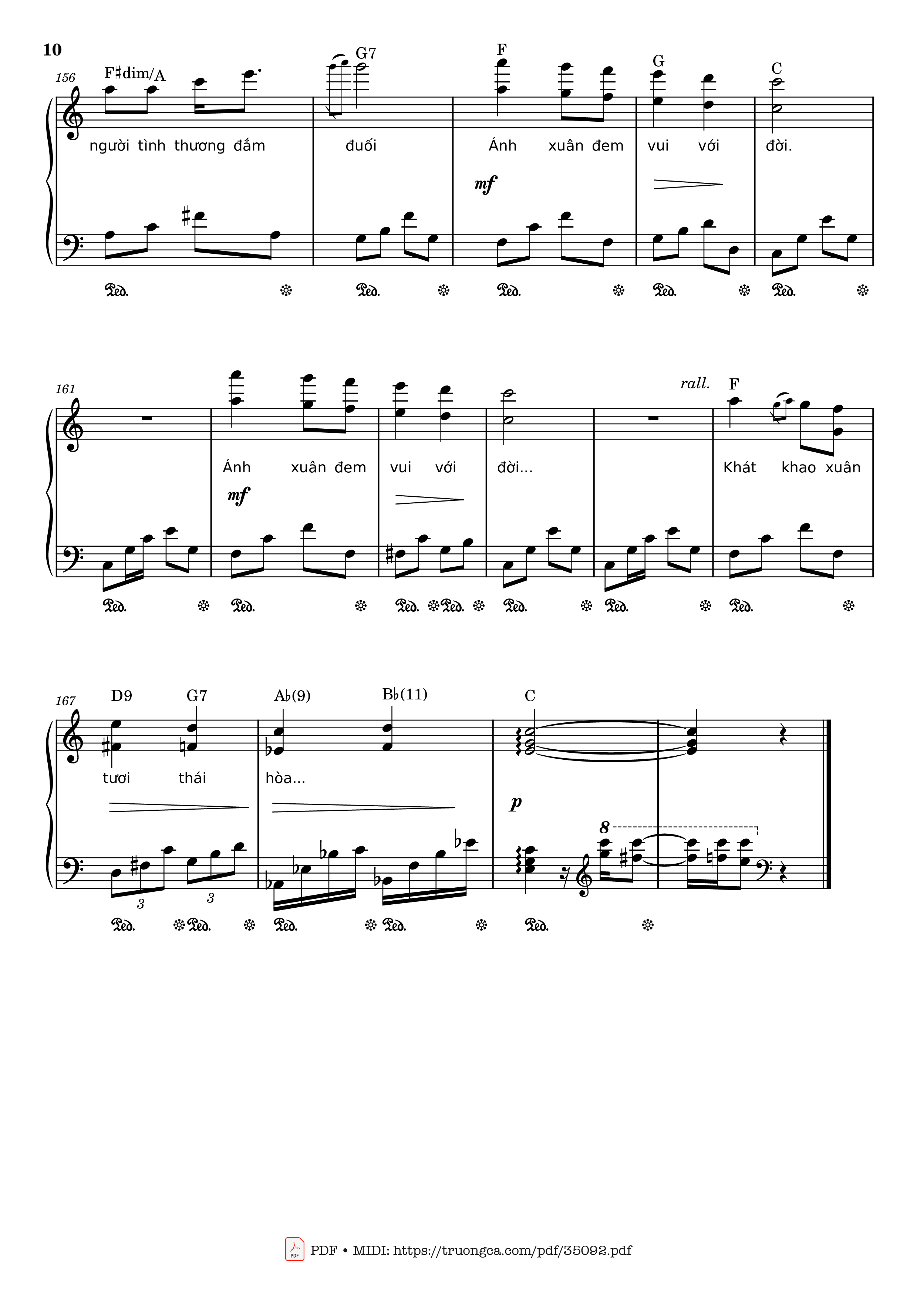 Page 10 of the piano sheet music PDF Piano – Đón xuân Piano by Phạm Đình Chương
