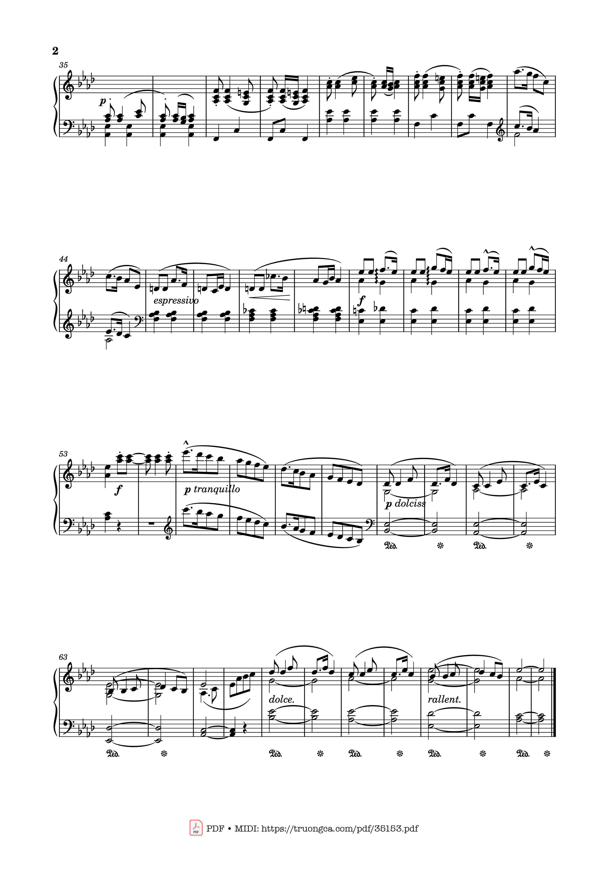 Page 2 of the piano sheet music PDF Piano – Étude No. 23 in A♭ Major Piano by Stephen Heller