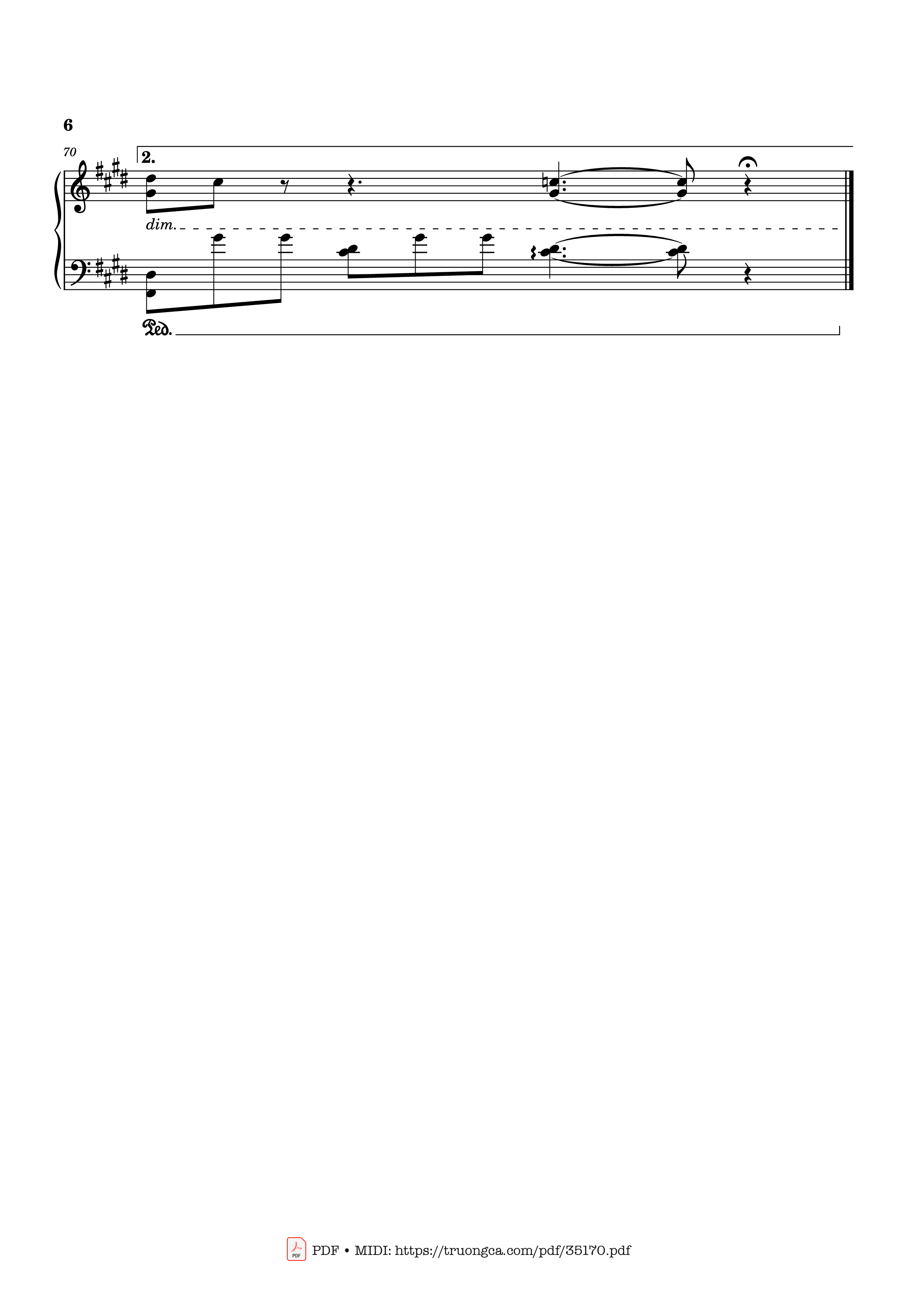 Page 6 of the piano sheet music PDF Piano – In the pool, Chainsaw Man, Reze Arc OST by Kensuke Ushio
