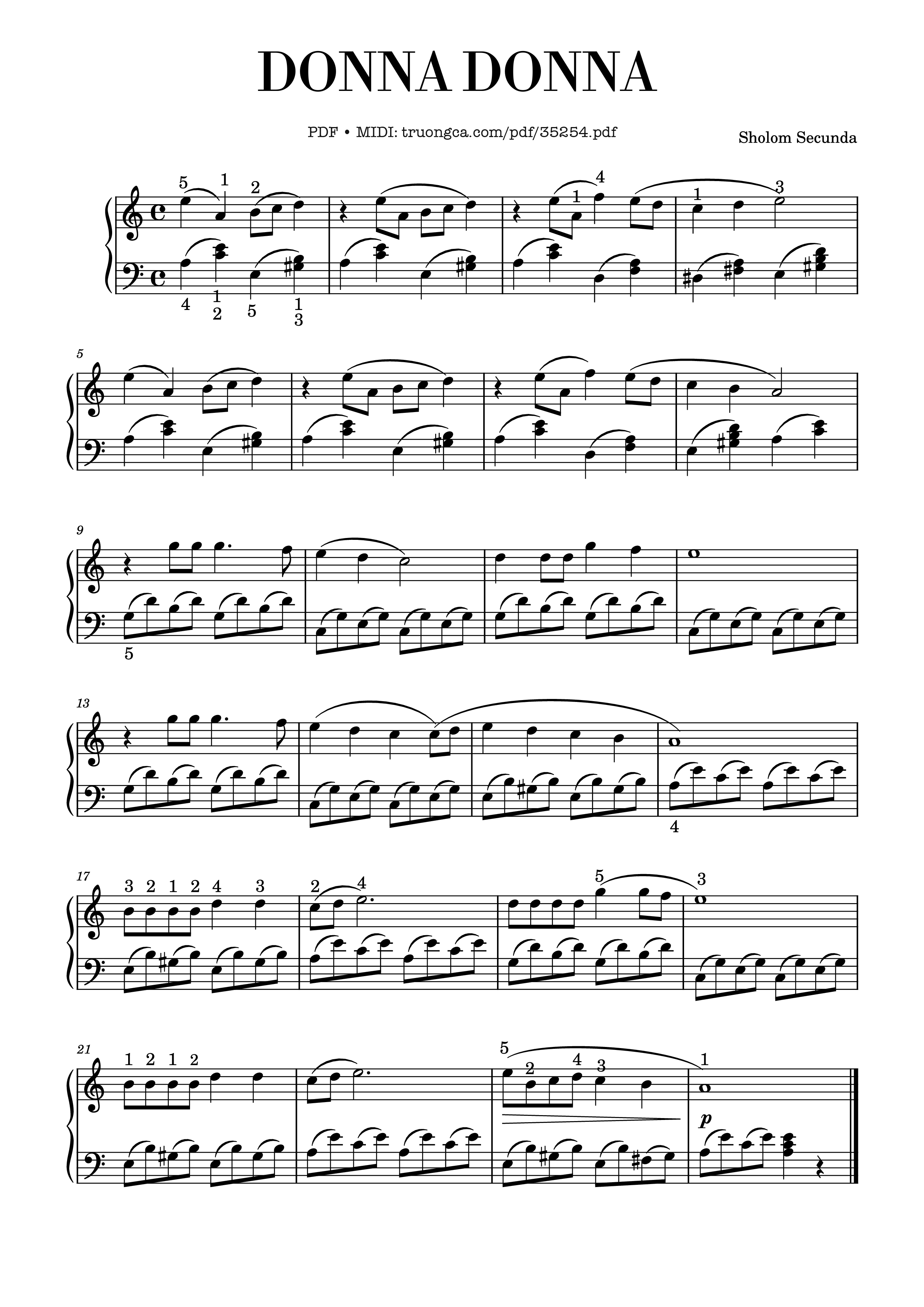 Page 1 of the piano sheet music PDF Piano – Donna Donna Piano EASY by Sholom Secunda