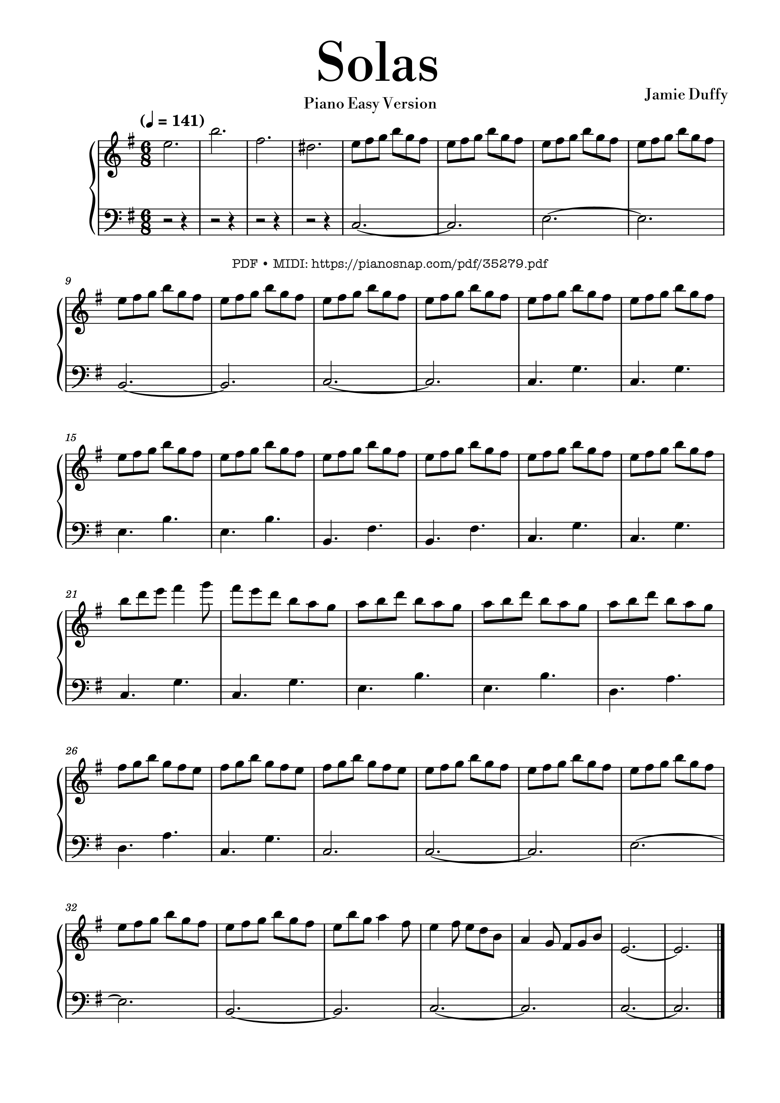 Page 1 of the piano sheet music PDF Piano – Solas - Jamie Duffy Piano EASY by Jamie Duffy