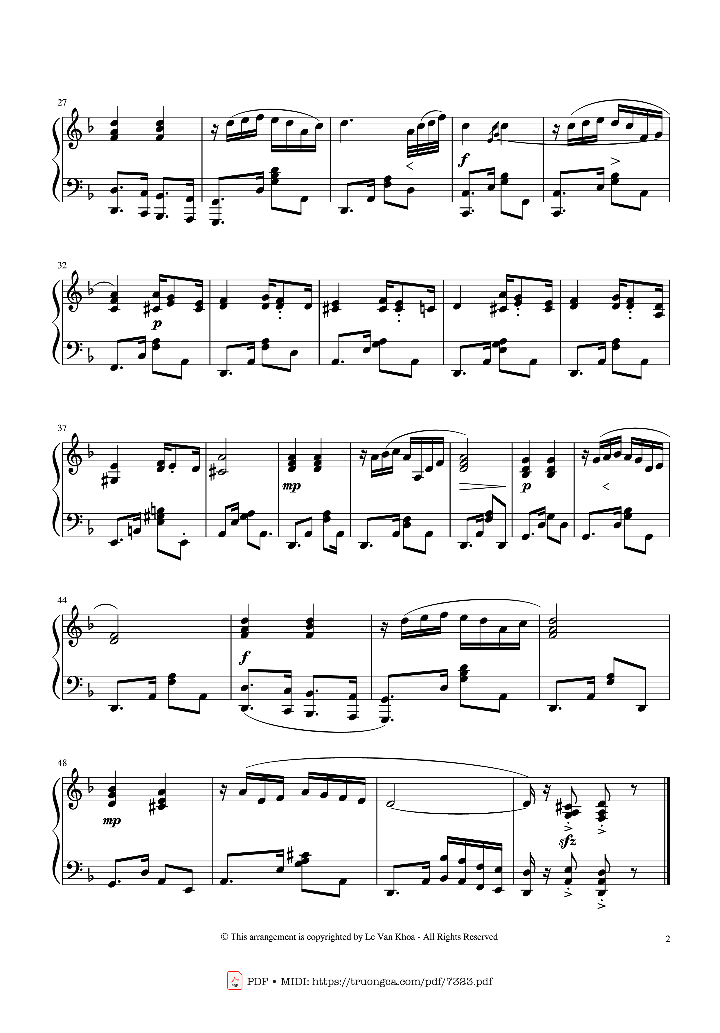 Page 2 of the piano sheet music PDF – Đêm Đông Piano Solo by Nguyễn Văn Thương