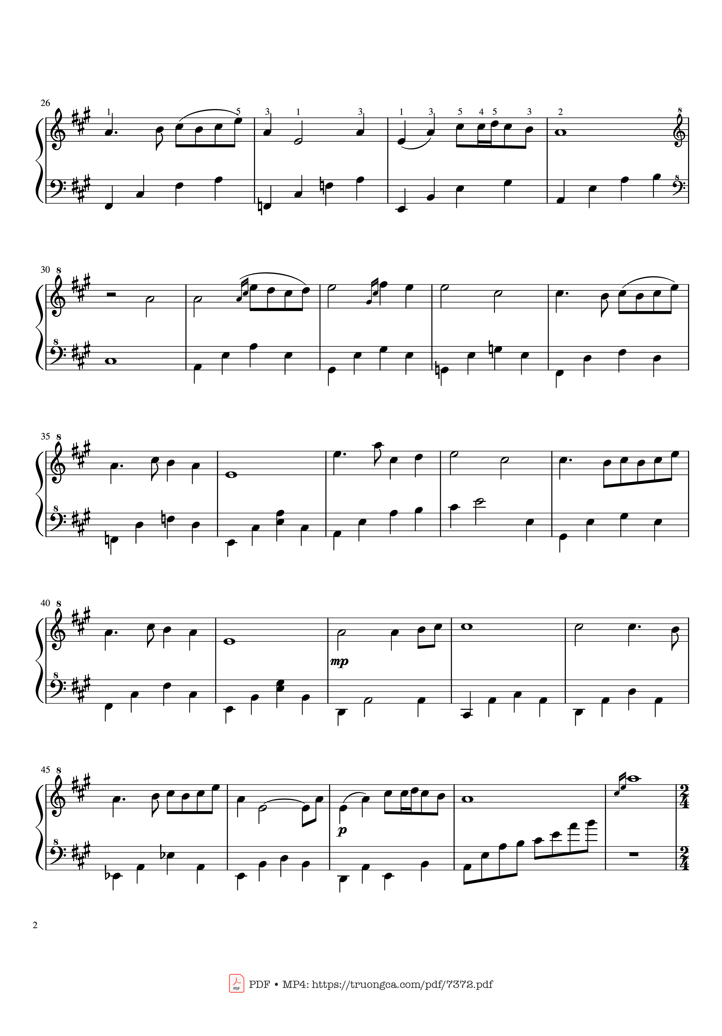 Page 2 of the piano sheet music PDF – Bèo dạt mây trôi Piano cover theo Anh Khang, Quang Thắng by Dân ca Bắc Bộ
