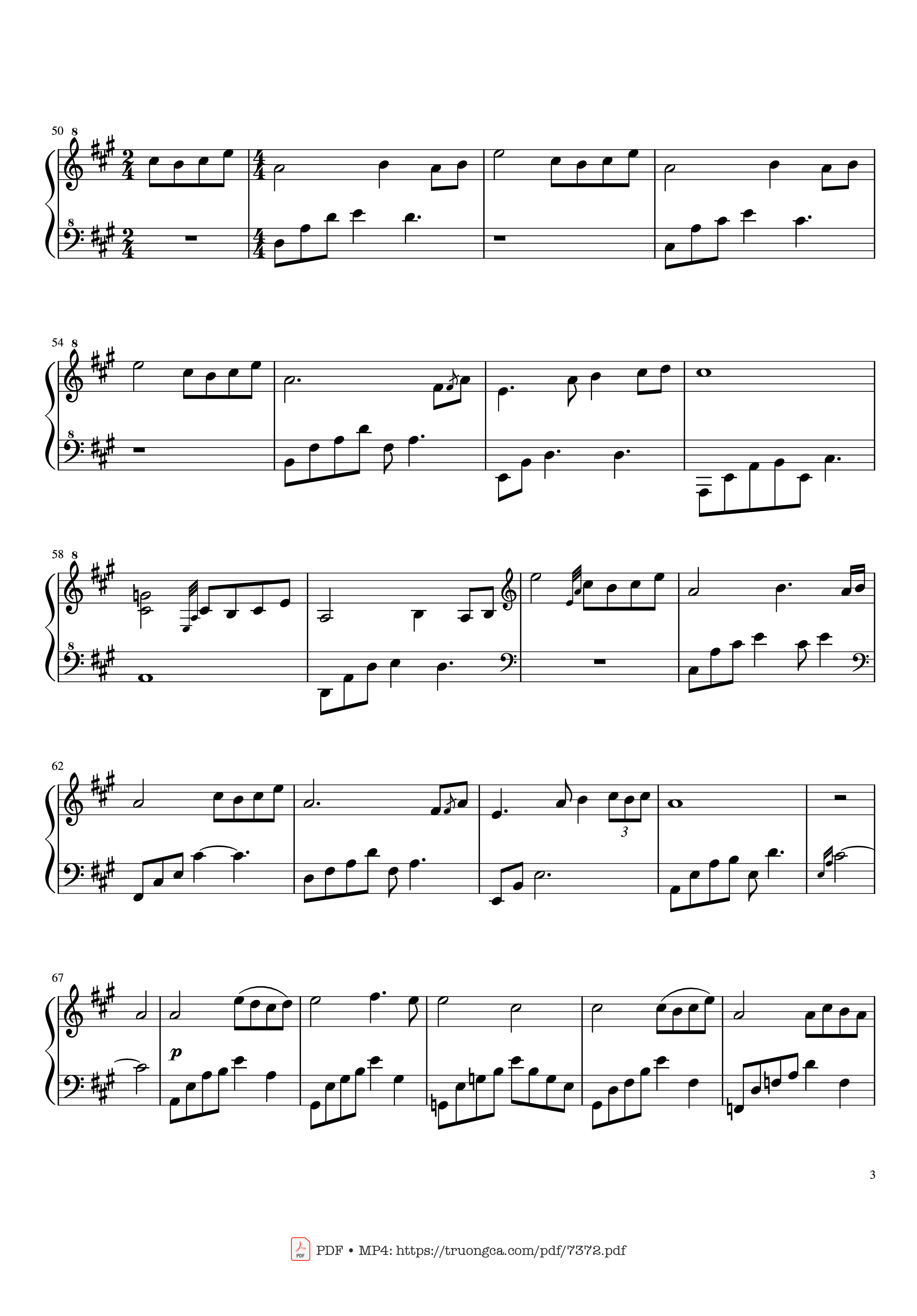 Page 3 of the piano sheet music PDF – Bèo dạt mây trôi Piano cover theo Anh Khang, Quang Thắng by Dân ca Bắc Bộ