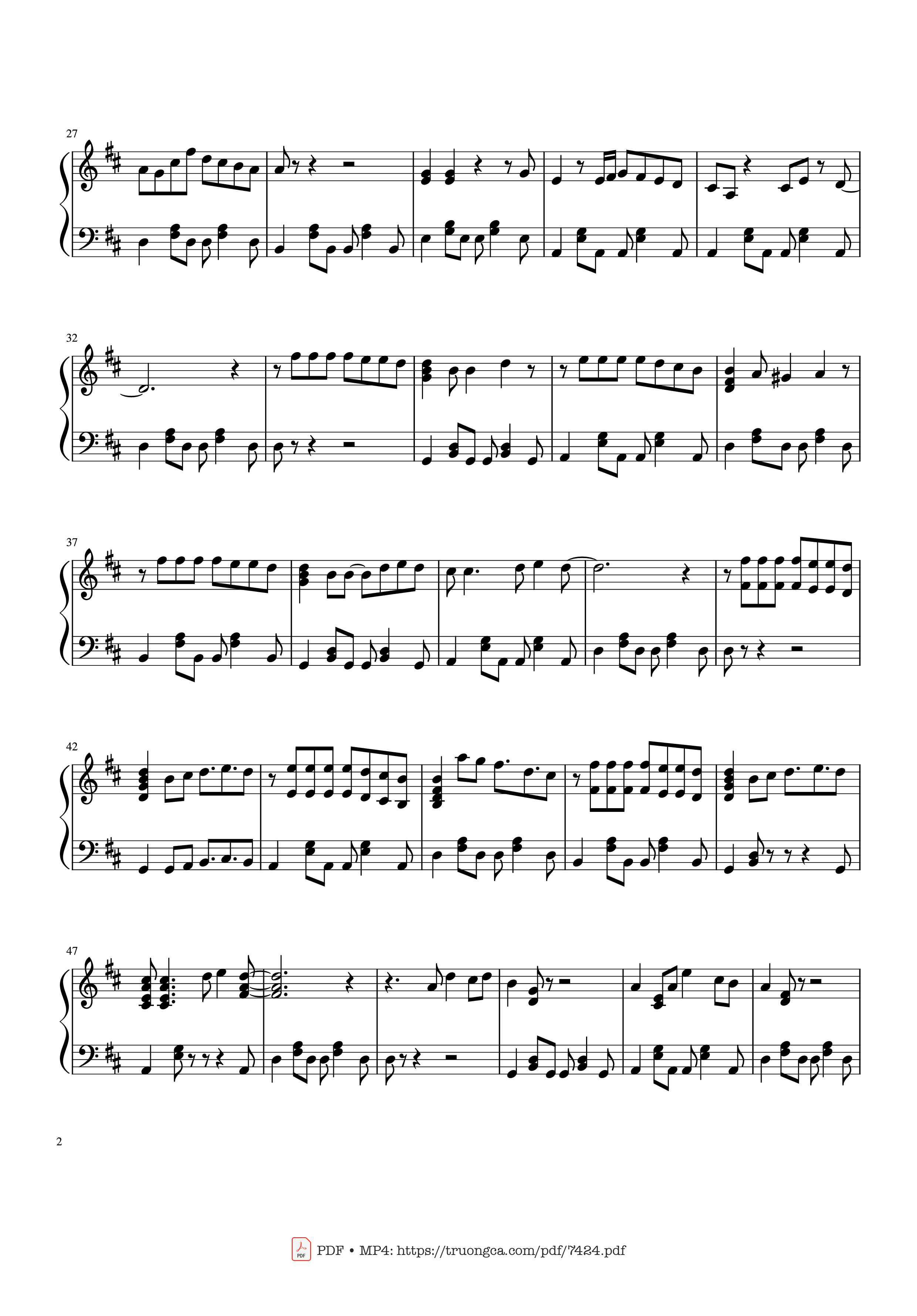 Page 2 of the piano sheet music PDF – Feliz Navidad Piano Solo by José Feliciano