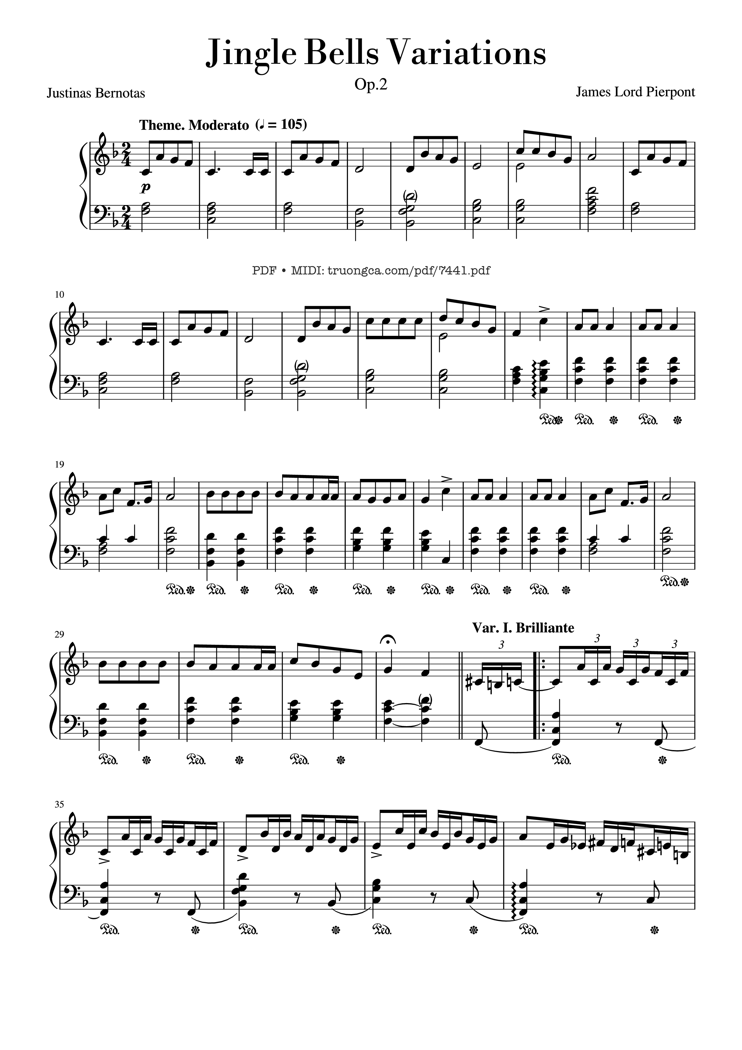 Page 1 of the piano sheet music PDF – Jingle Bells Variations Piano by Nhạc Ngoại