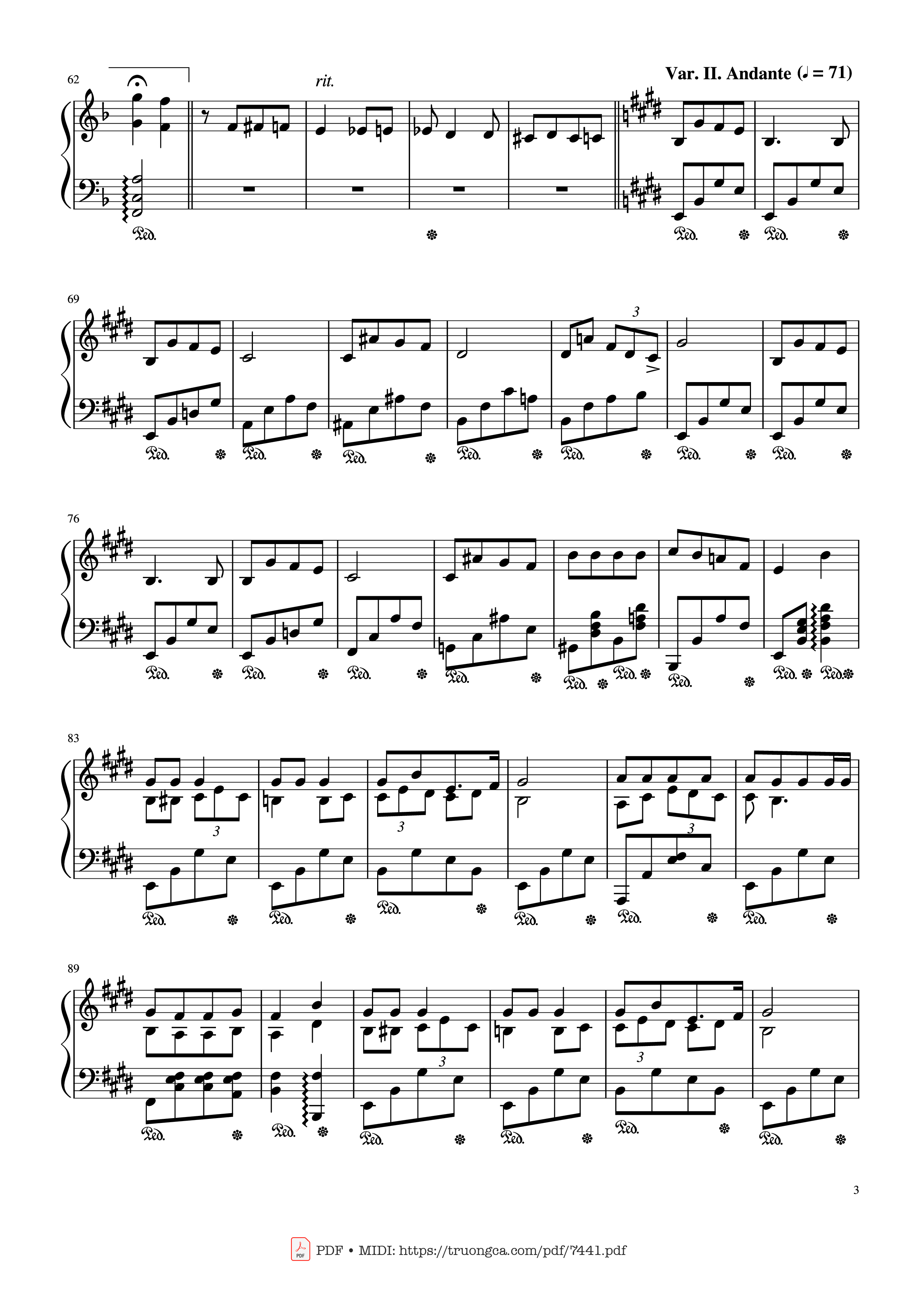 Page 3 of the piano sheet music PDF – Jingle Bells Variations Piano by Nhạc Ngoại