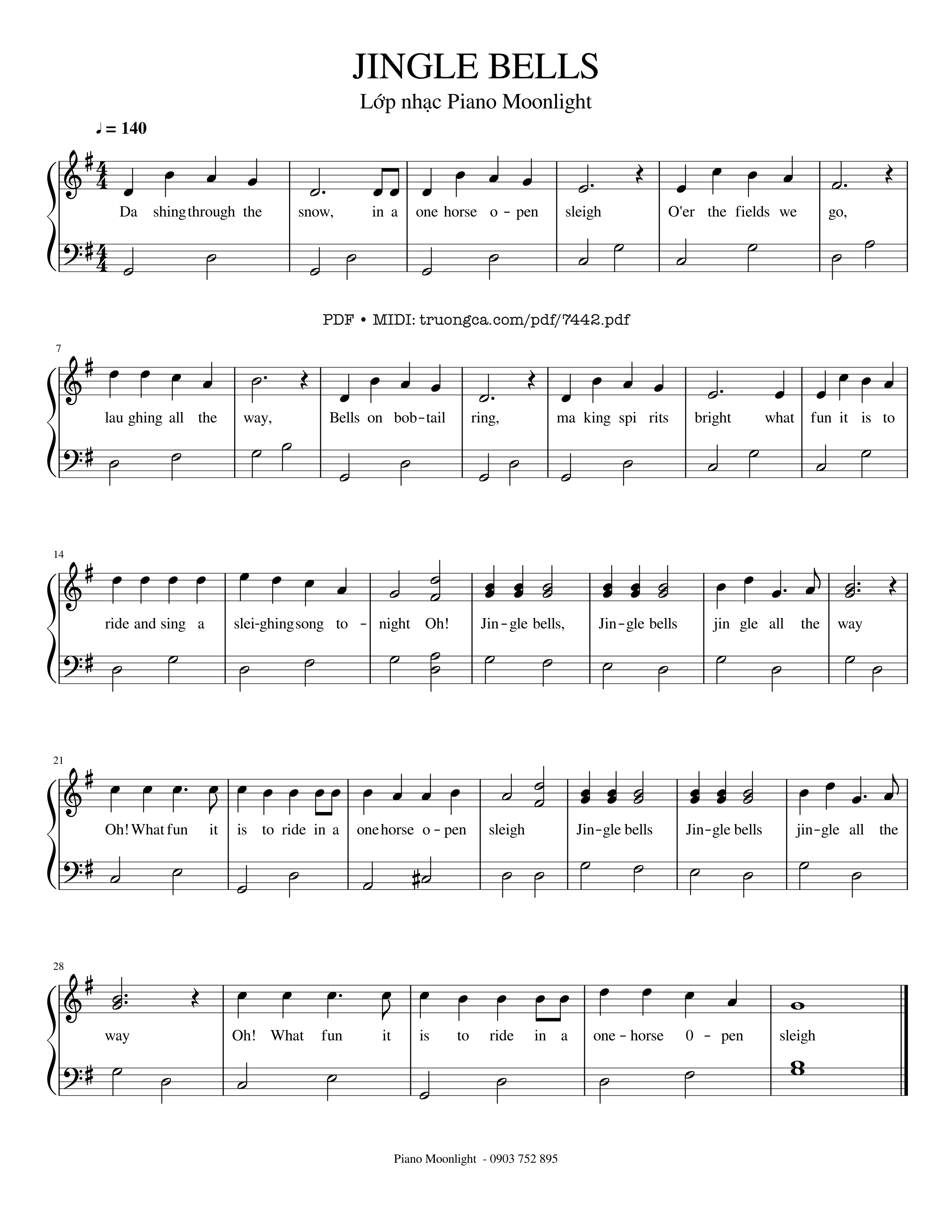 Page 1 of the piano sheet music PDF – Mừng ngày Chúa sinh ra đời Piano (Jingle Bells) by James Pierpont