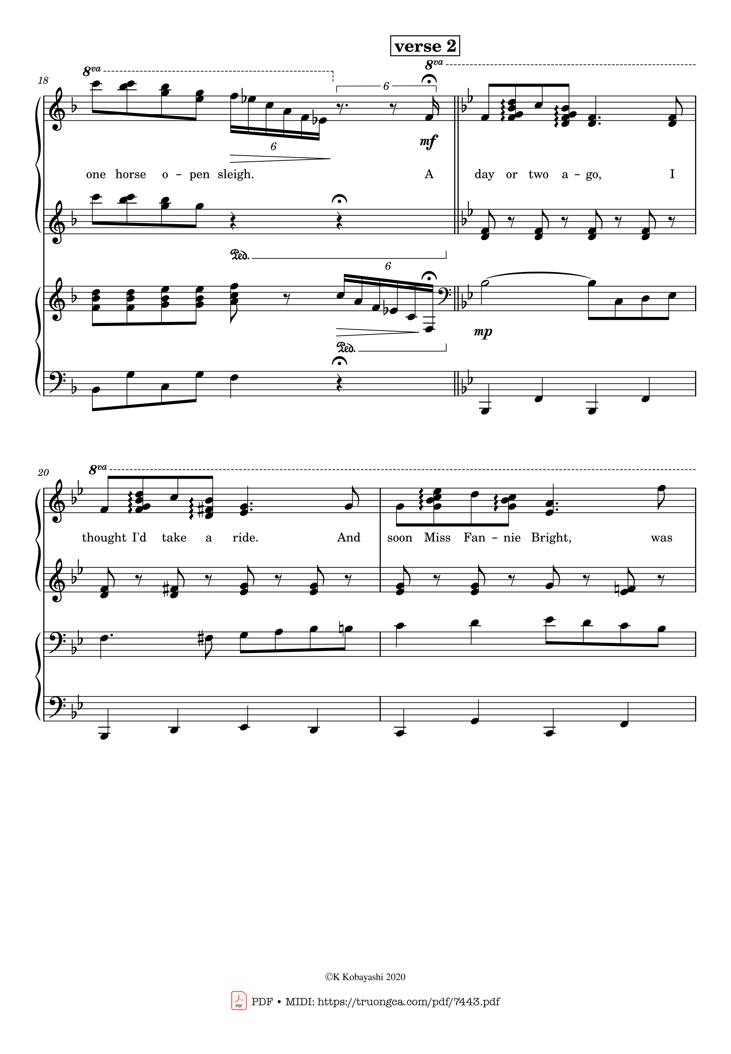 Page 4 of the piano sheet music PDF Piano – Jingle Bells Piano 4 hands by James Pierpont