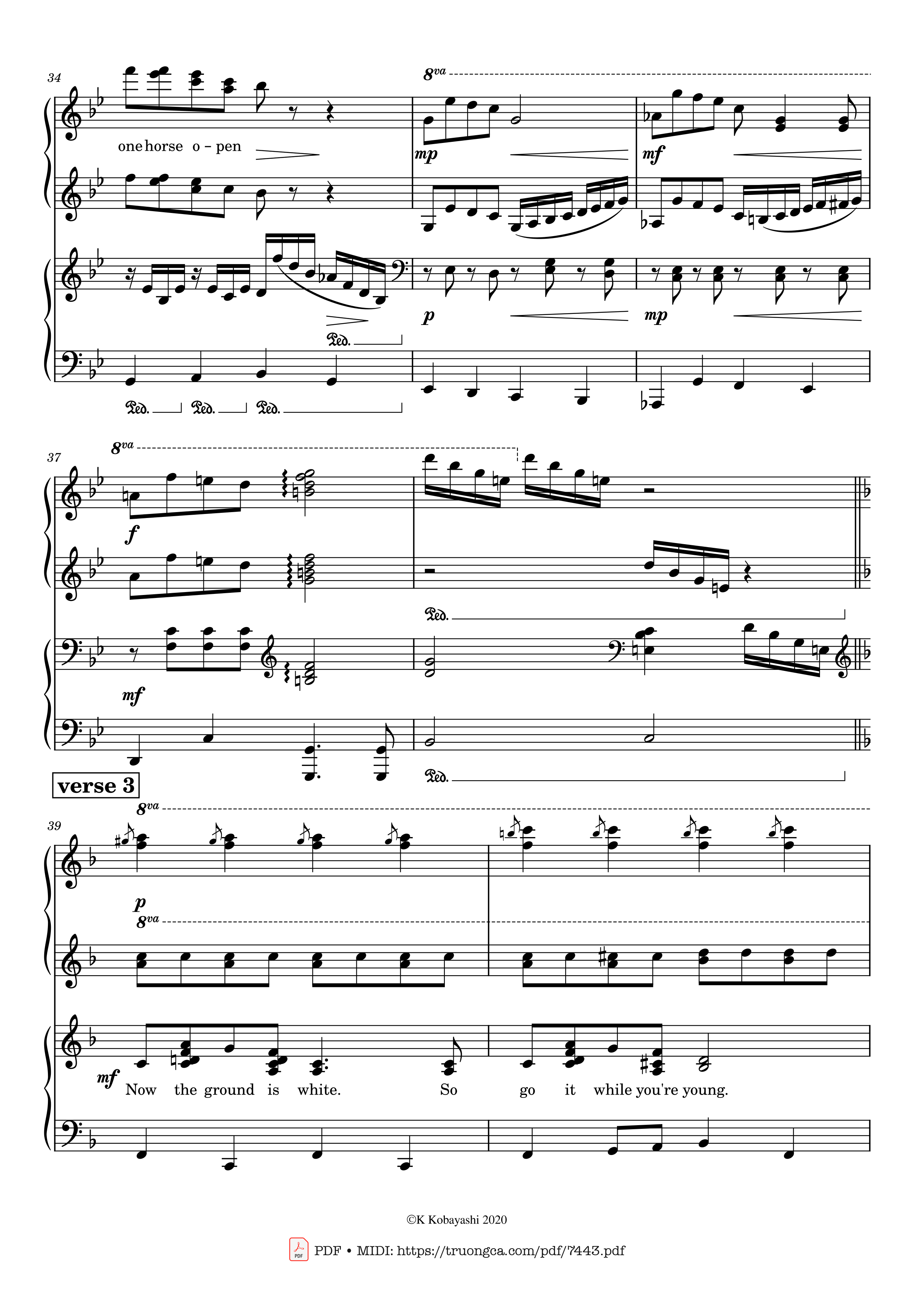 Page 7 of the piano sheet music PDF Piano – Jingle Bells Piano 4 hands by James Pierpont