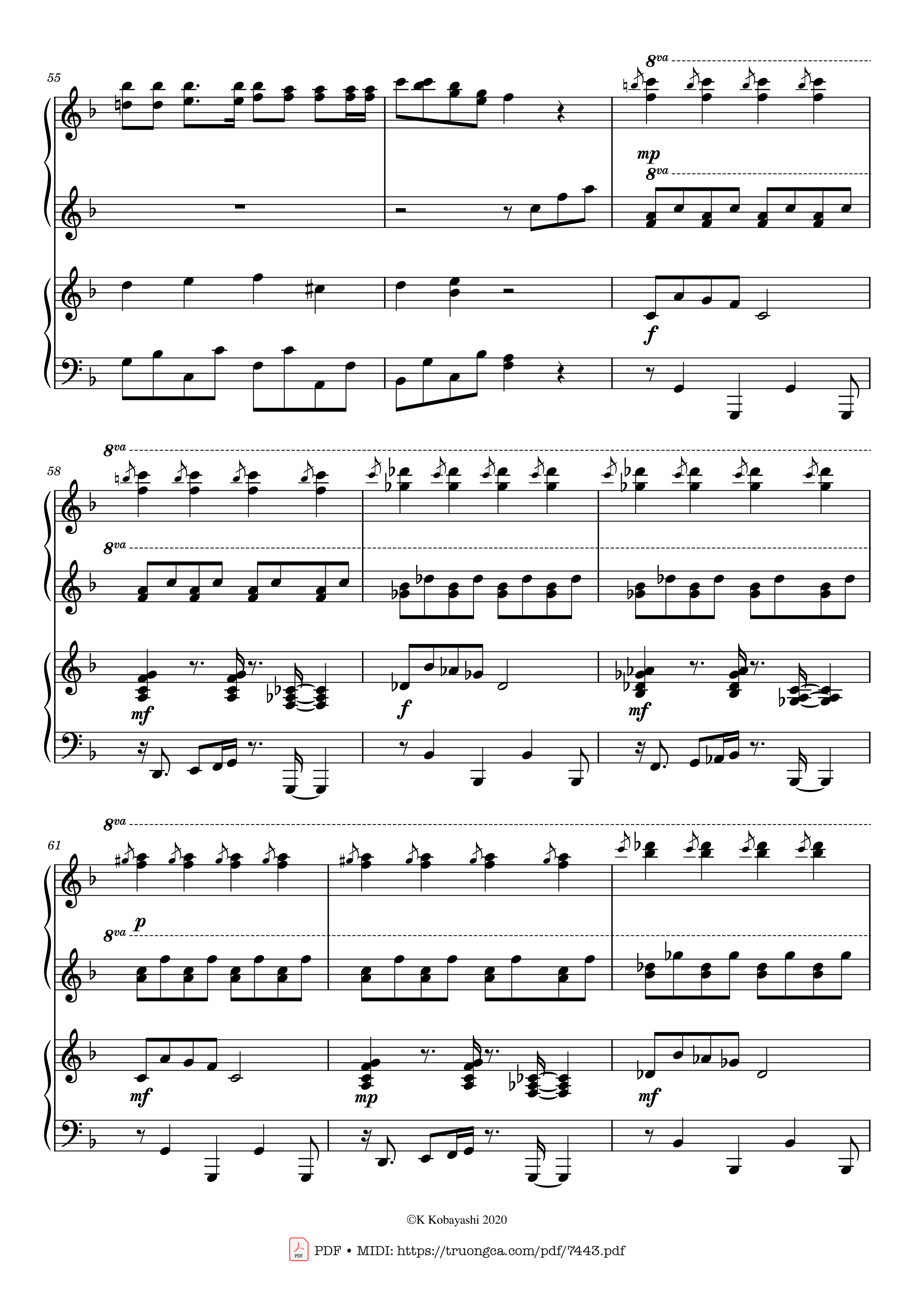Page 10 of the piano sheet music PDF Piano – Jingle Bells Piano 4 hands by James Pierpont