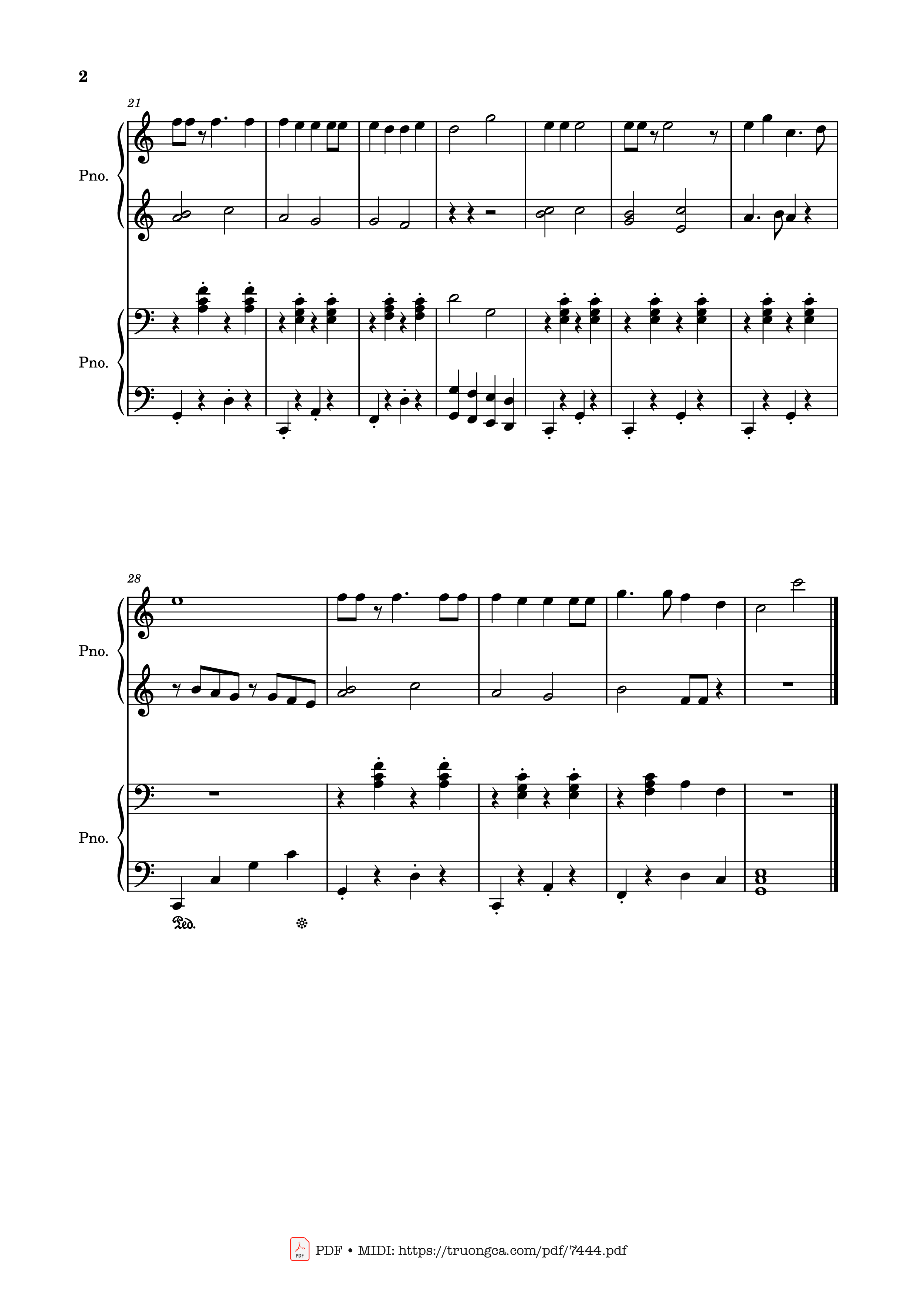 Page 2 of the piano sheet music PDF Piano – Jingle bells piano easy for 2 piano by James Pierpont