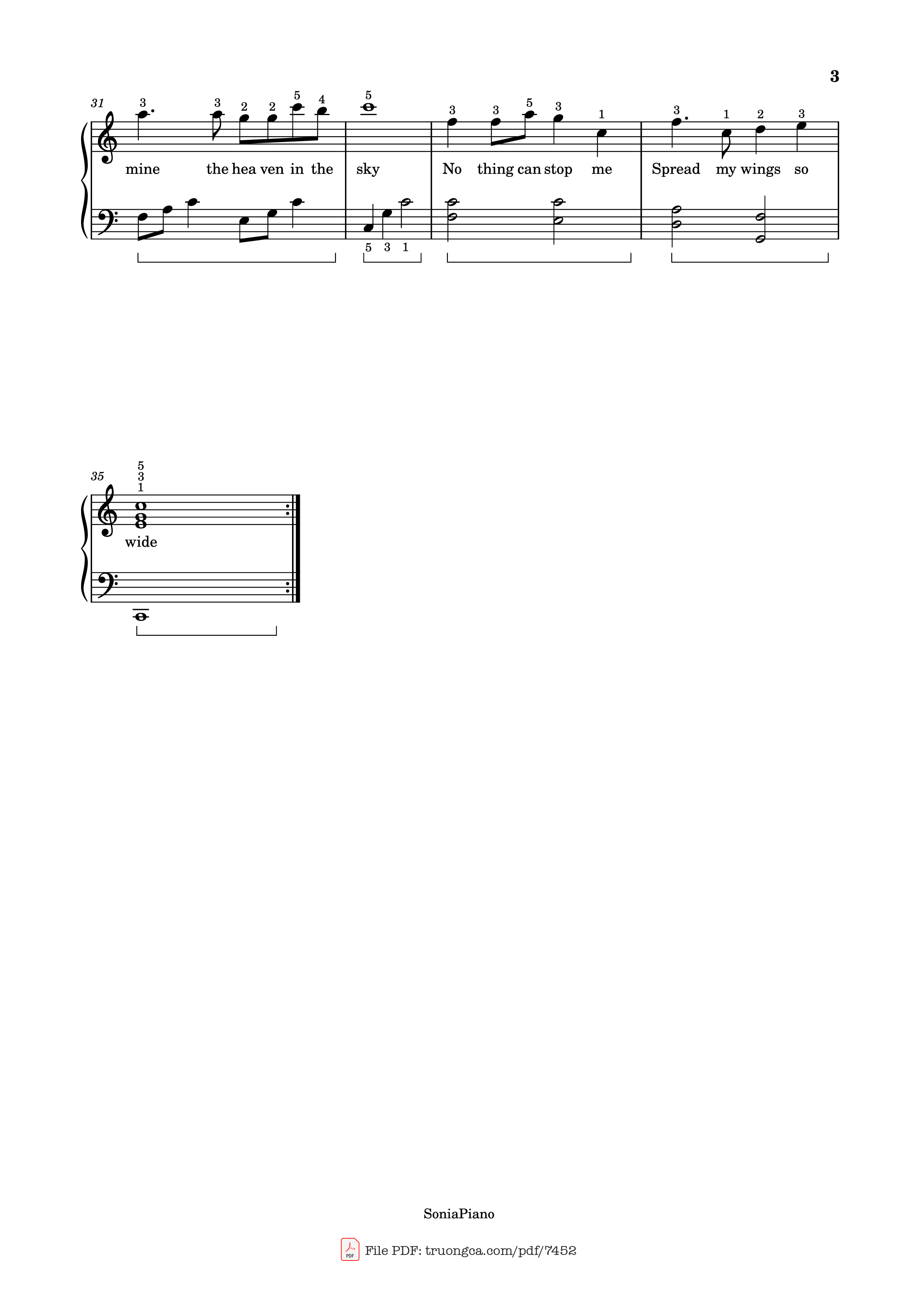 Page 3 of the piano sheet music PDF Piano – Proud of you sheet Piano Easy by Fiona Fung