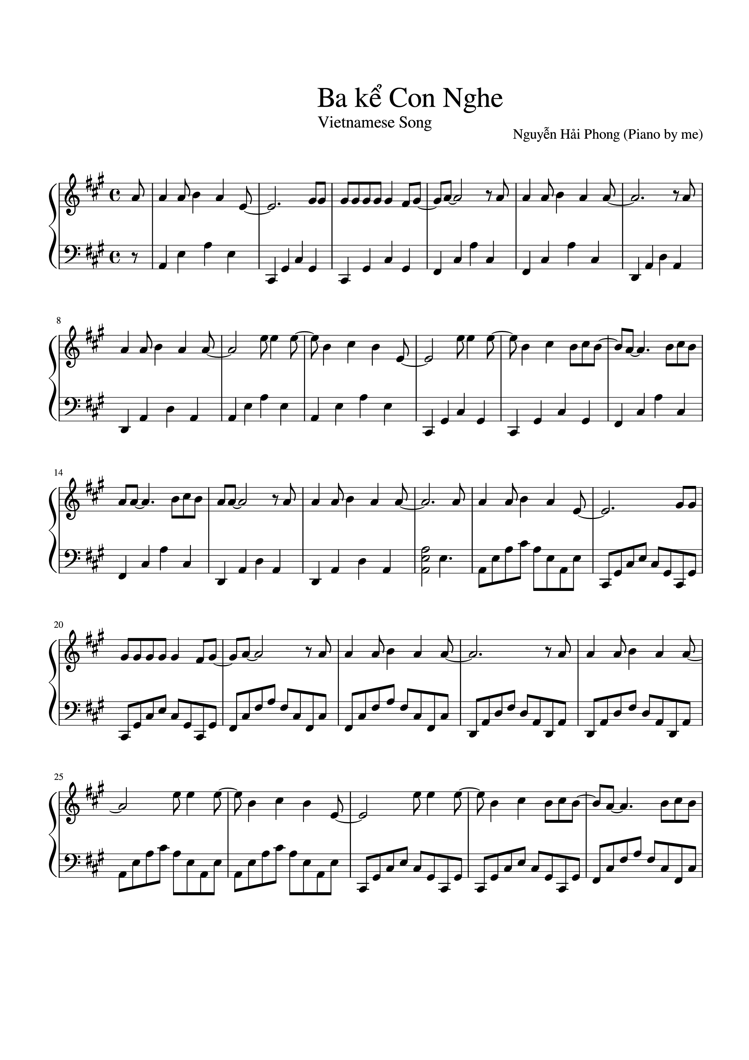 Page 1 of the piano sheet music PDF Piano Guitar Tab – Ba kể Con Nghe Piano by Ng Hải Phong