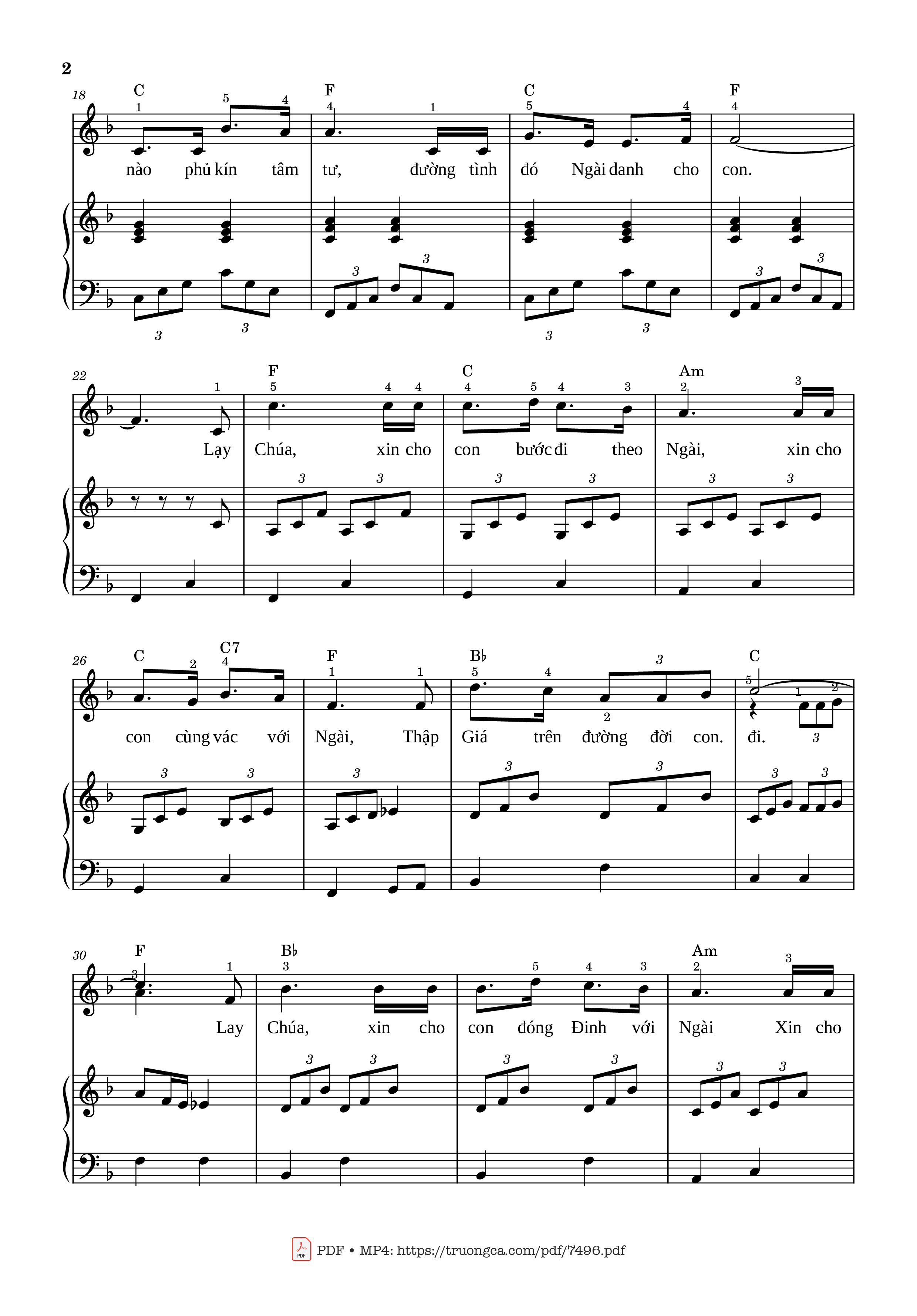 Page 2 of the piano sheet music PDF Piano – Con đường Chúa đã đi qua Piano đệm hát by Lm. Văn Chi