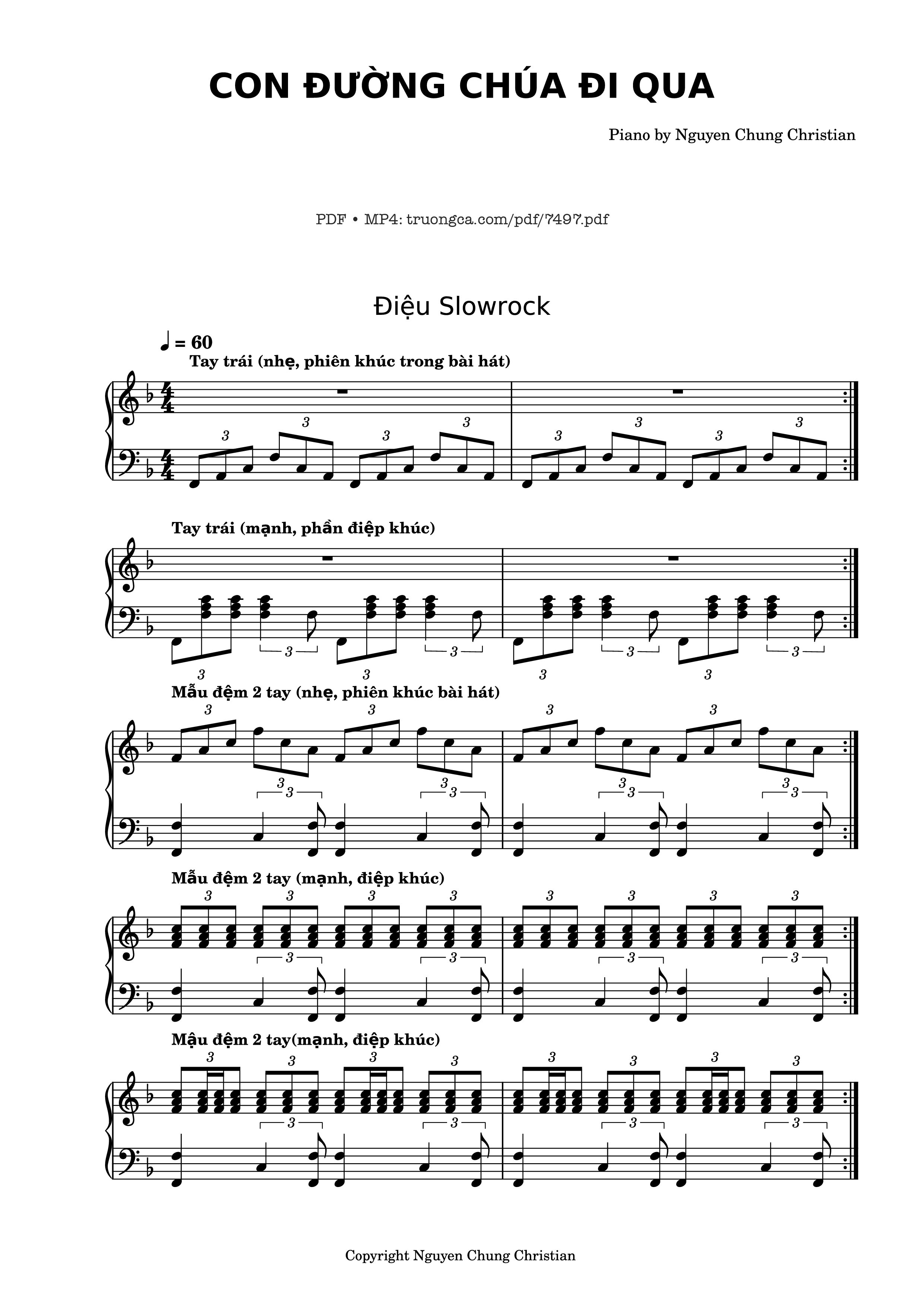 Page 1 of the piano sheet music PDF Piano – Con đường Chúa đã đi qua Piano Solo cơ bản by Lm. Văn Chi