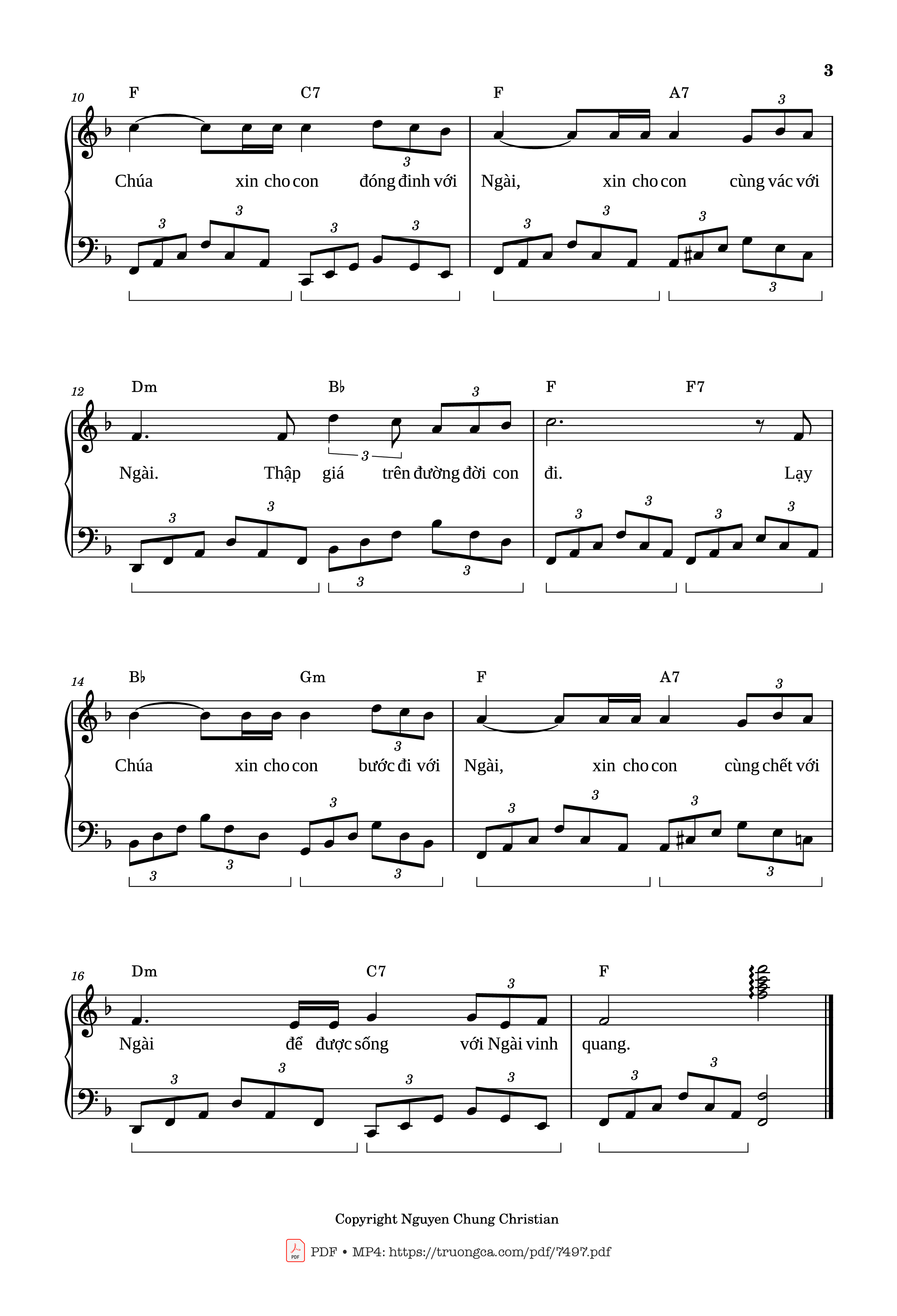 Page 3 of the piano sheet music PDF Piano – Con đường Chúa đã đi qua Piano Solo cơ bản by Lm. Văn Chi