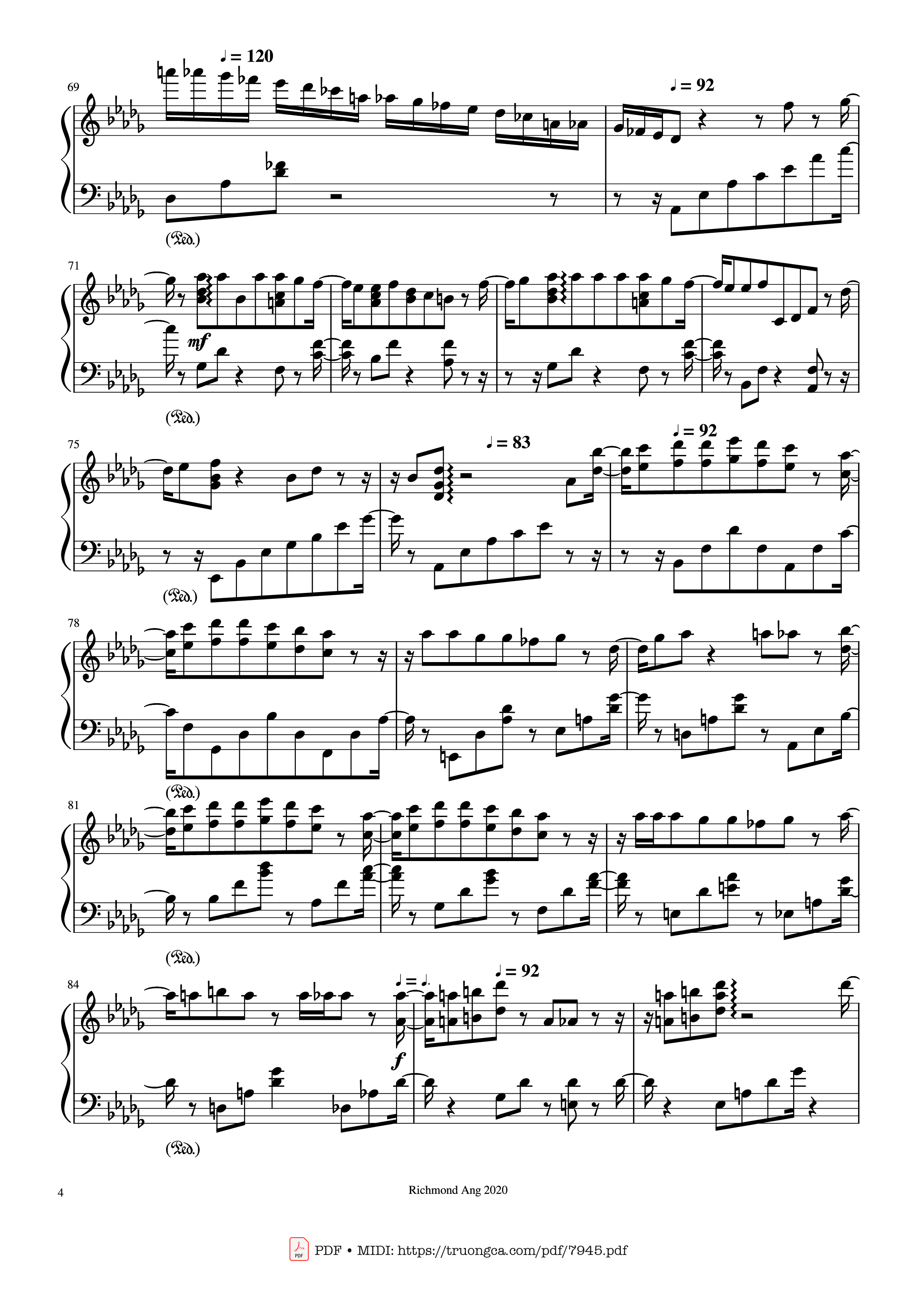 Page 4 of the piano sheet music PDF – The name of life, Inochi No Namae (Joe Hisaishi) by Joe Hisaishi