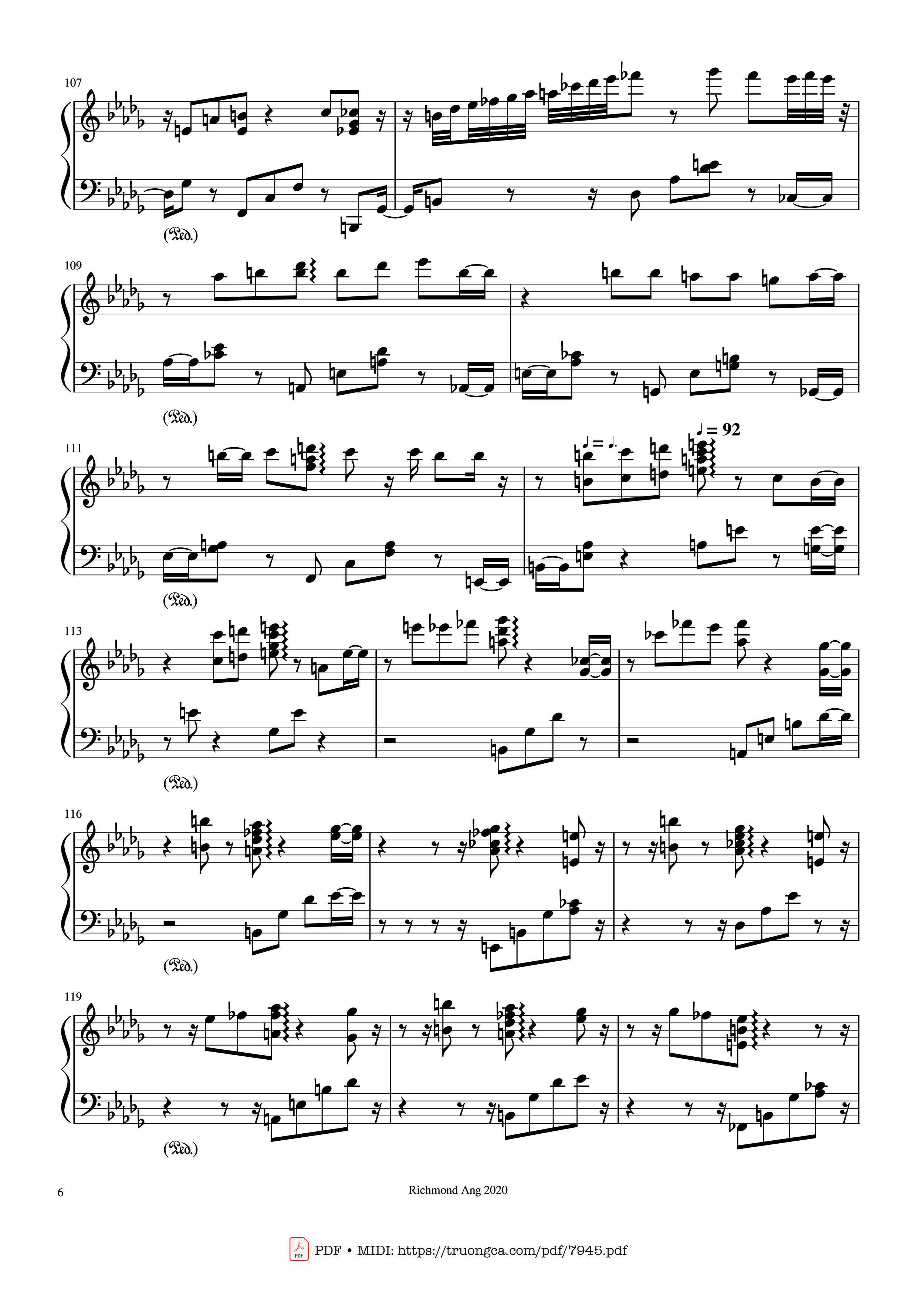 Page 6 of the piano sheet music PDF – The name of life, Inochi No Namae (Joe Hisaishi) by Joe Hisaishi