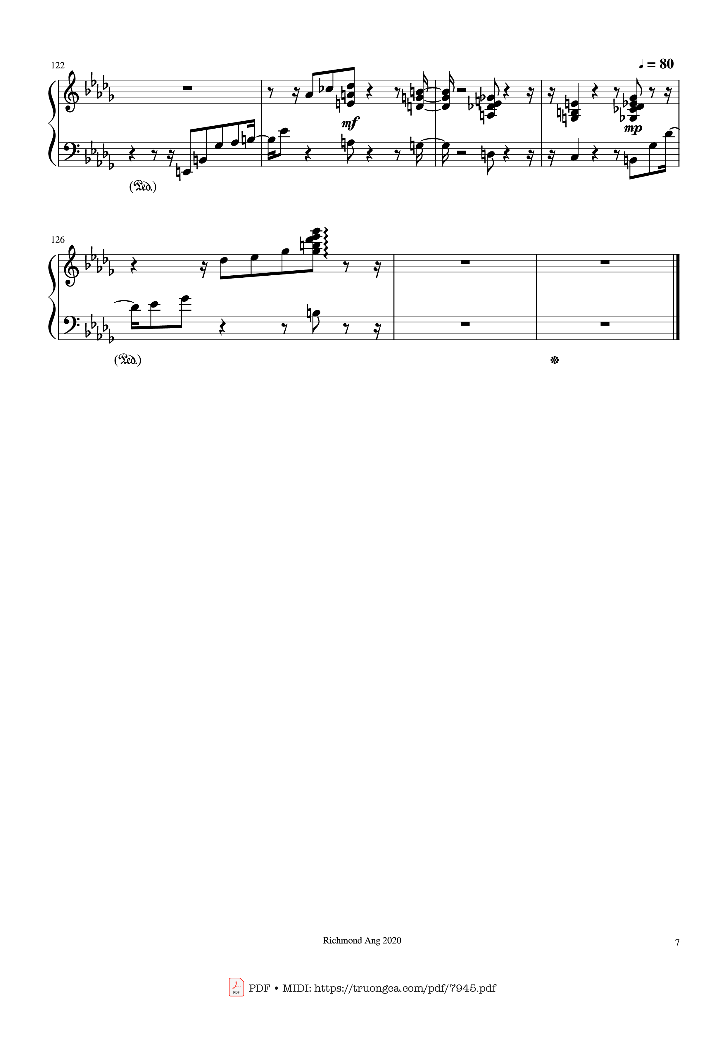Page 7 of the piano sheet music PDF – The name of life, Inochi No Namae (Joe Hisaishi) by Joe Hisaishi