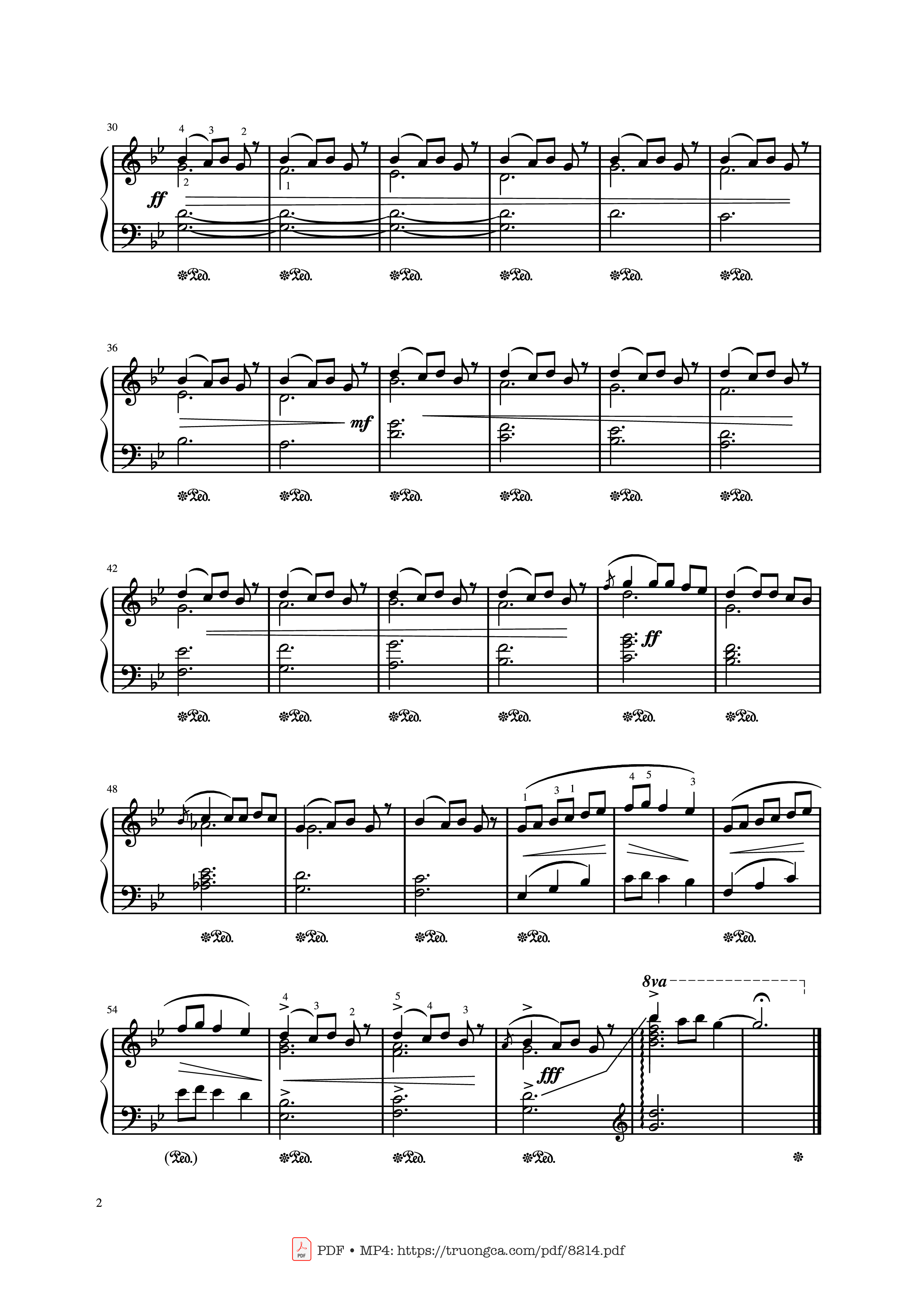 Page 2 of the piano sheet music PDF – Carol of the bells (Easy piano solo) by Dân ca Ukrainian