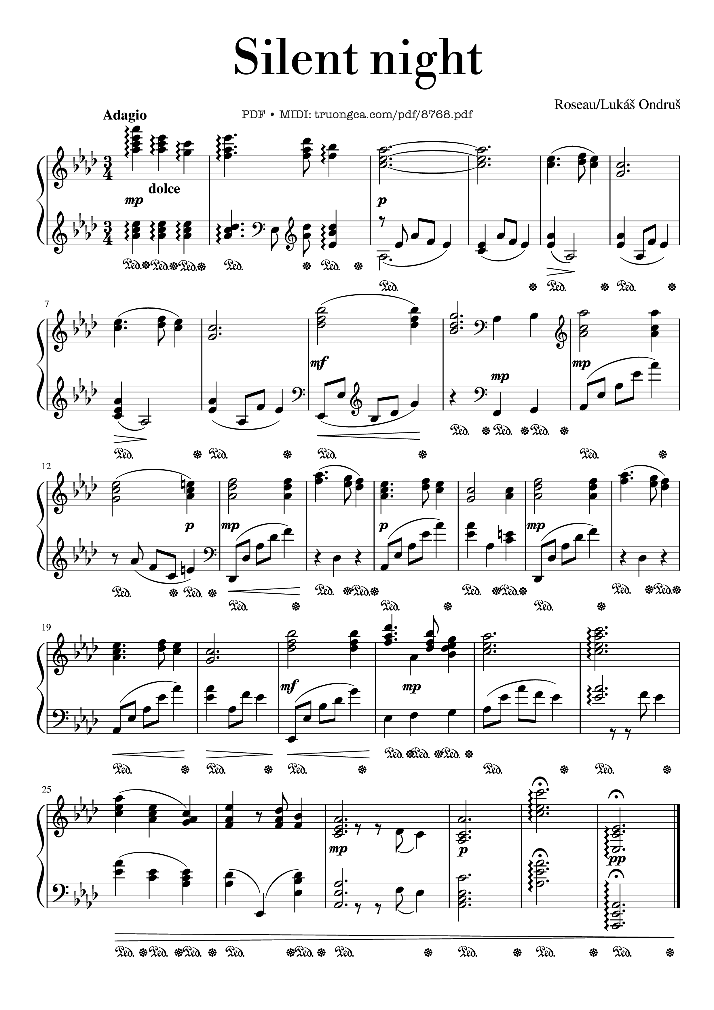 Page 1 of the piano sheet music PDF Piano – Silent night, đêm thánh vô cùng sheet Piano by Franz Xaver Gruber