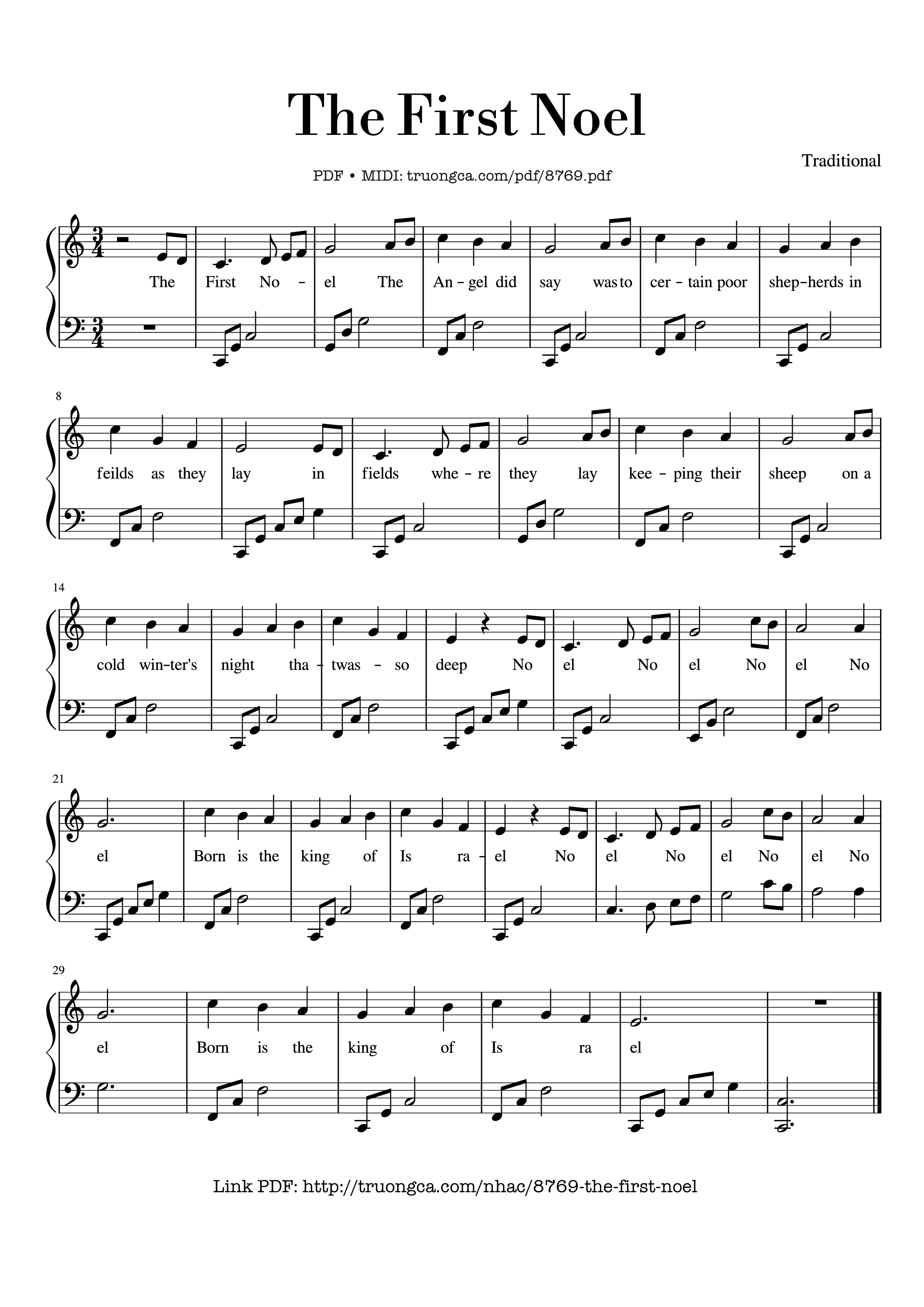 Page 1 of the piano sheet music PDF – The First Noel sheet Piano by Dân ca Anh