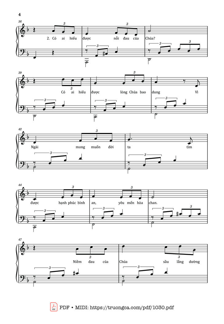 Page 4 of the piano sheet music PDF – Chúa đã mời gọi by Lm. Thái Nguyên