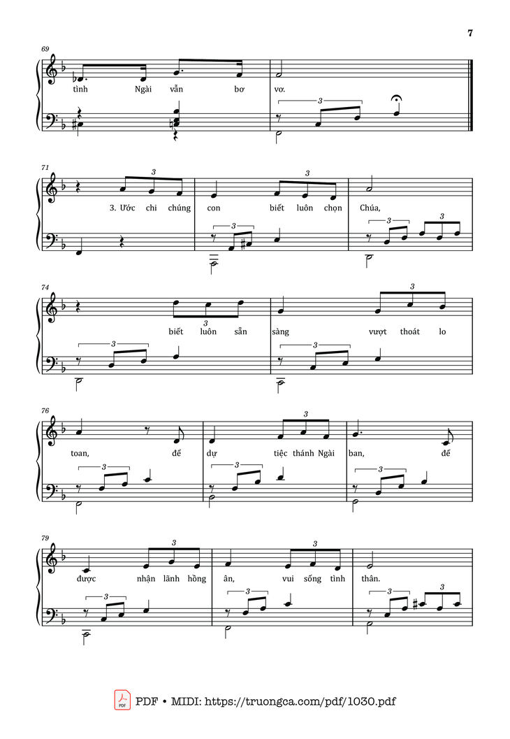 Page 7 of the piano sheet music PDF – Chúa đã mời gọi by Lm. Thái Nguyên