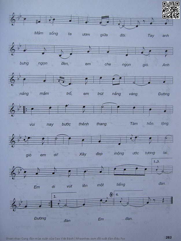 Page 2 of the piano sheet music PDF – Cung đàn mùa xuân by Cao Việt Bách