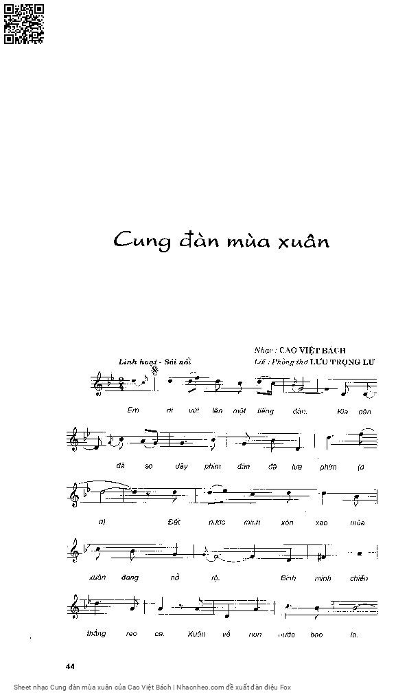 Page 3 of the piano sheet music PDF – Cung đàn mùa xuân by Cao Việt Bách