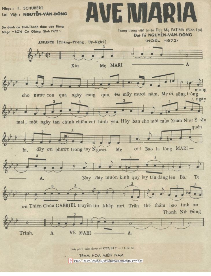 Page 1 of the piano sheet music PDF – Ave Maria by Franz Schubert