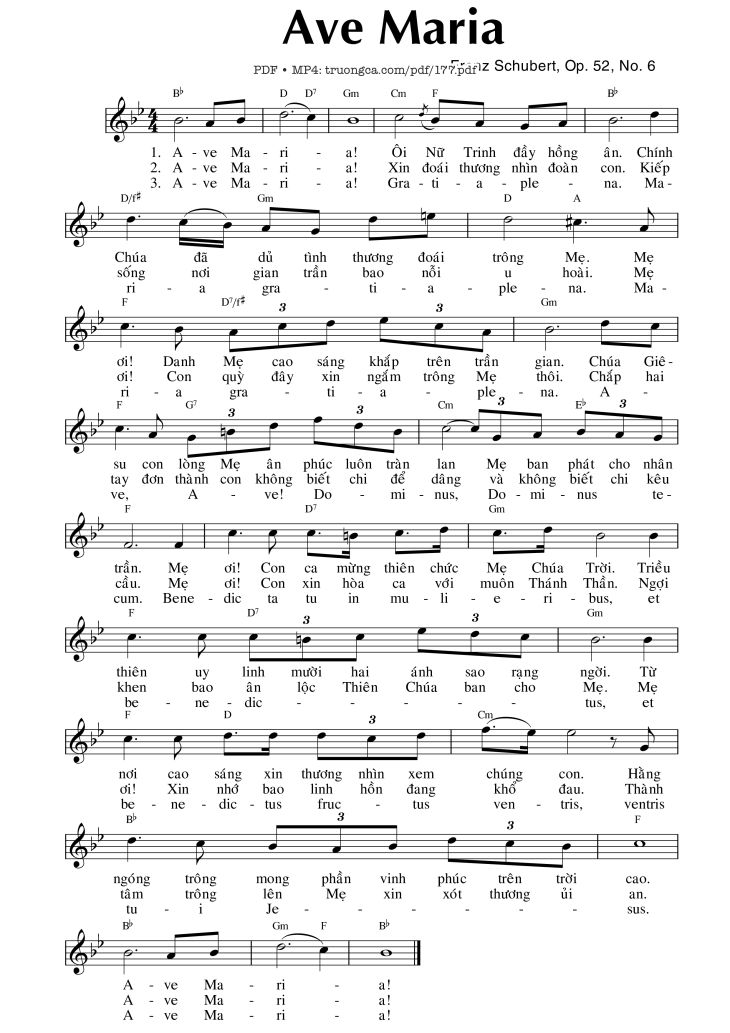 Page 4 of the piano sheet music PDF – Ave Maria by Franz Schubert