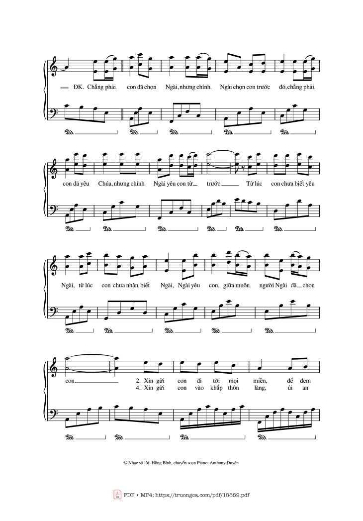 Page 3 of the piano sheet music PDF – Chính Chúa Chọn Con Piano by Hồng Bính - Anthony Duyên