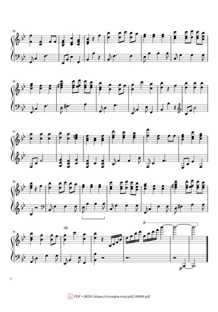 Page 2 of the piano sheet music PDF – We Wish You a Merry Christmas Piano by Dân ca Anh