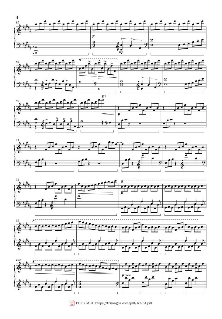Page 4 of the piano sheet music PDF – Radwimps Sparkle Piano by Original Artist: RADWIMPS Arranged by Animenz 
